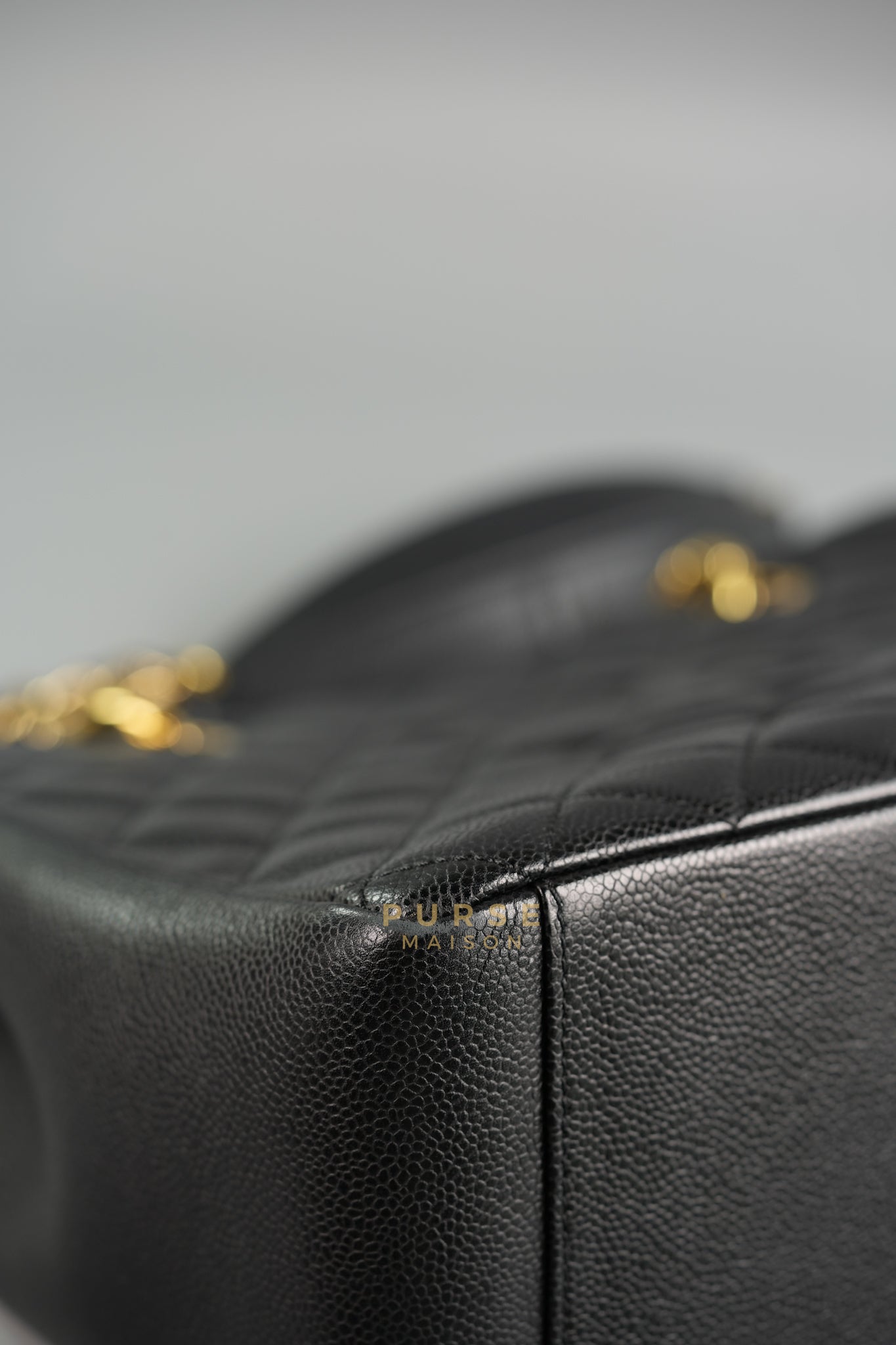 GST in Black Quilted Caviar Leather and Gold Hardware Series 14 | Purse Maison Luxury Bags Shop