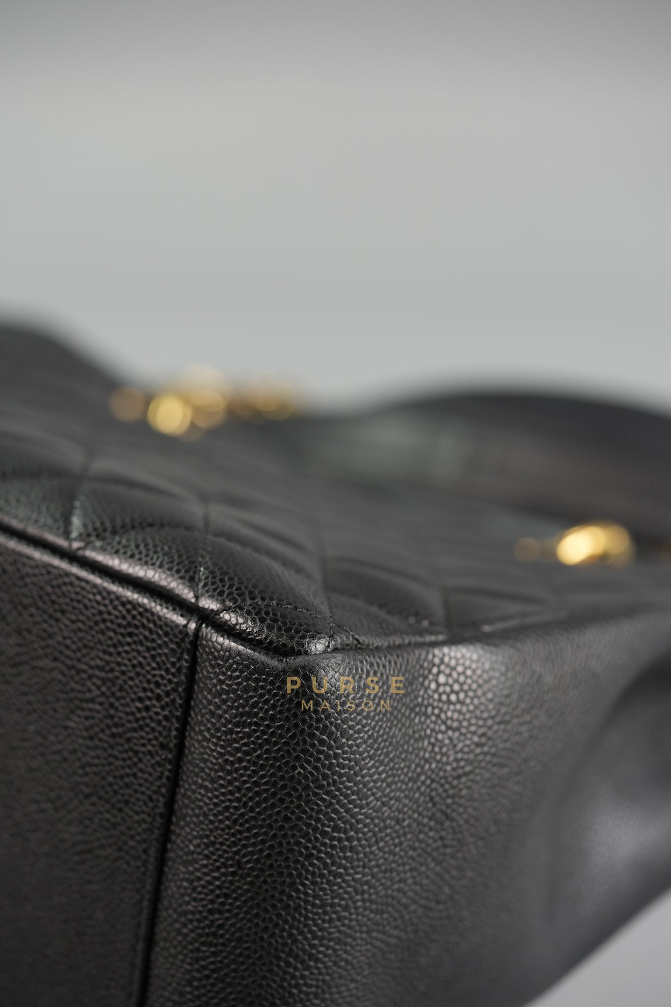 GST in Black Quilted Caviar Leather and Gold Hardware Series 14 | Purse Maison Luxury Bags Shop