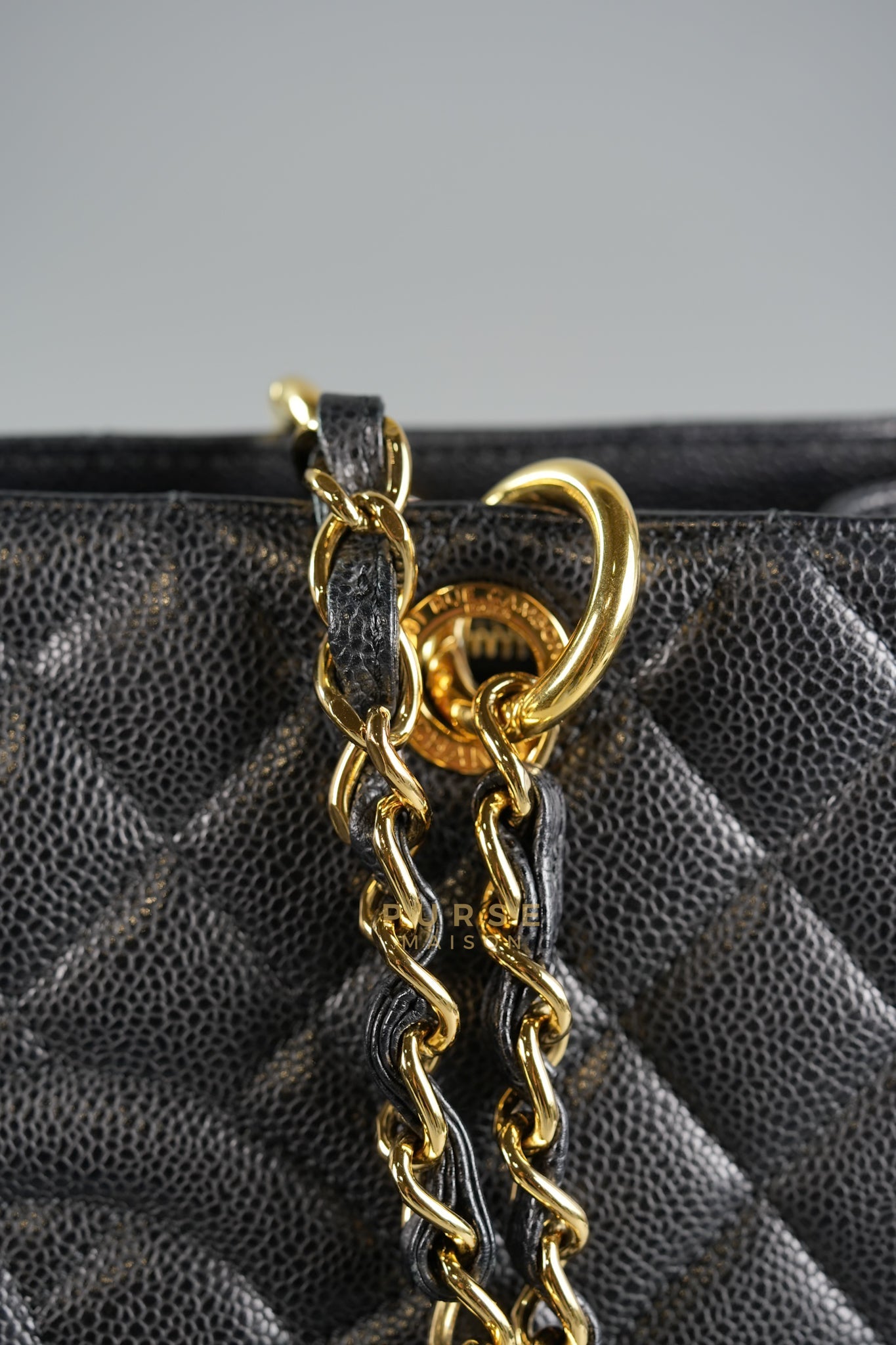 GST in Black Quilted Caviar Leather and Gold Hardware Series 14 | Purse Maison Luxury Bags Shop