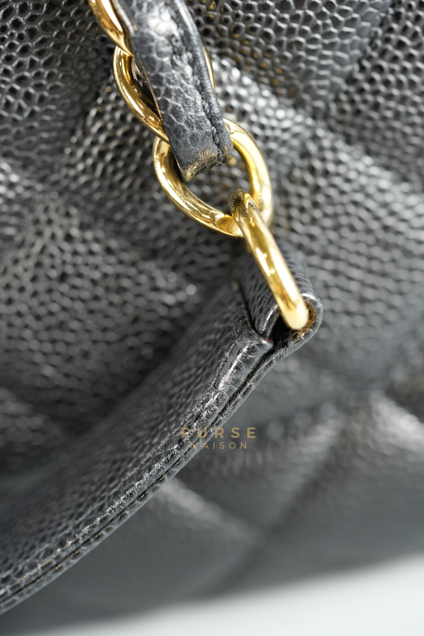 GST in Black Quilted Caviar Leather and Gold Hardware Series 14 | Purse Maison Luxury Bags Shop