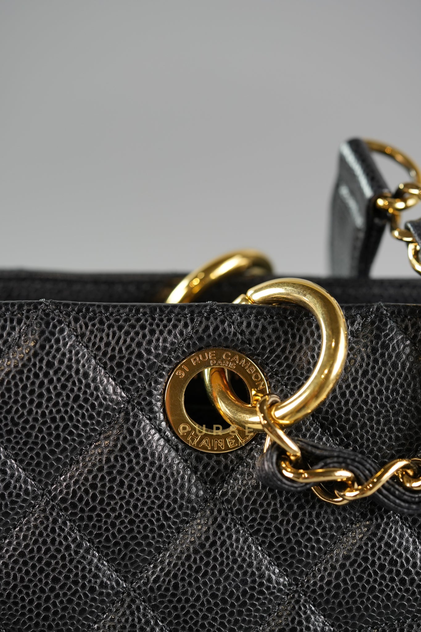 GST in Black Quilted Caviar Leather and Gold Hardware Series 14 | Purse Maison Luxury Bags Shop