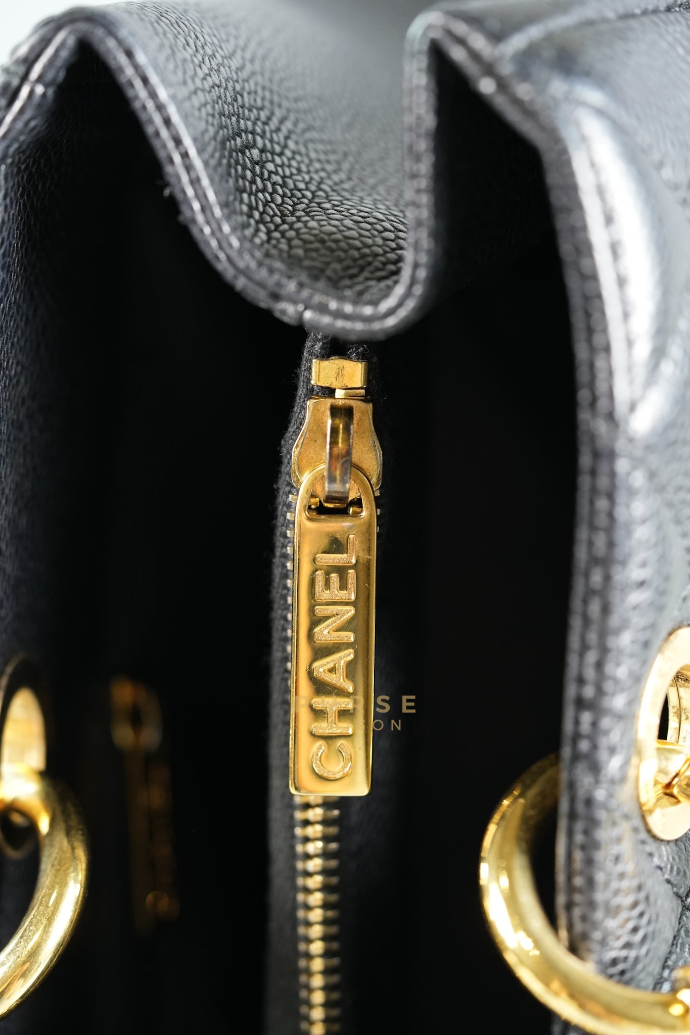 GST in Black Quilted Caviar Leather and Gold Hardware Series 14 | Purse Maison Luxury Bags Shop