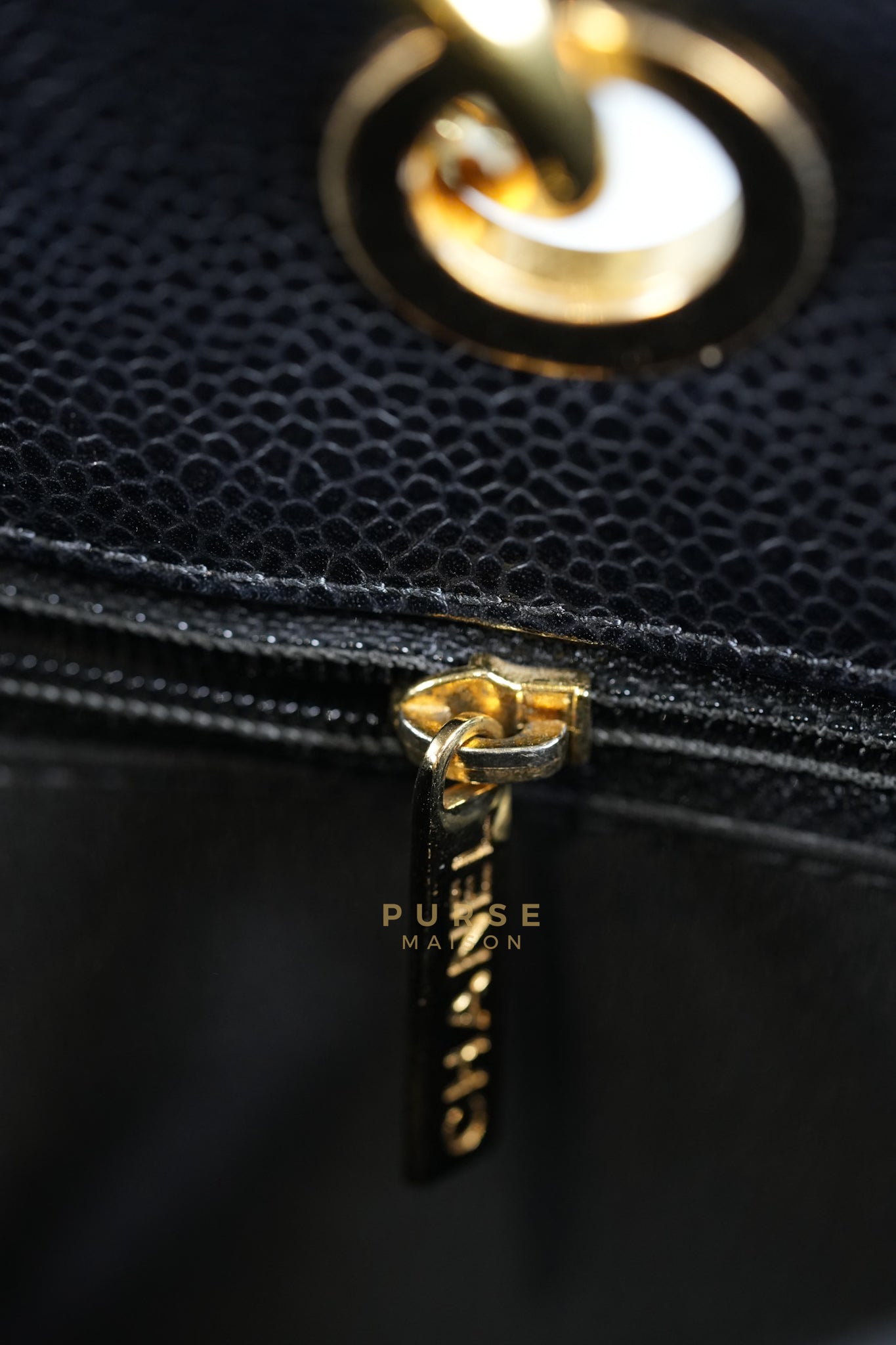 GST in Black Quilted Caviar Leather and Gold Hardware Series 14 | Purse Maison Luxury Bags Shop