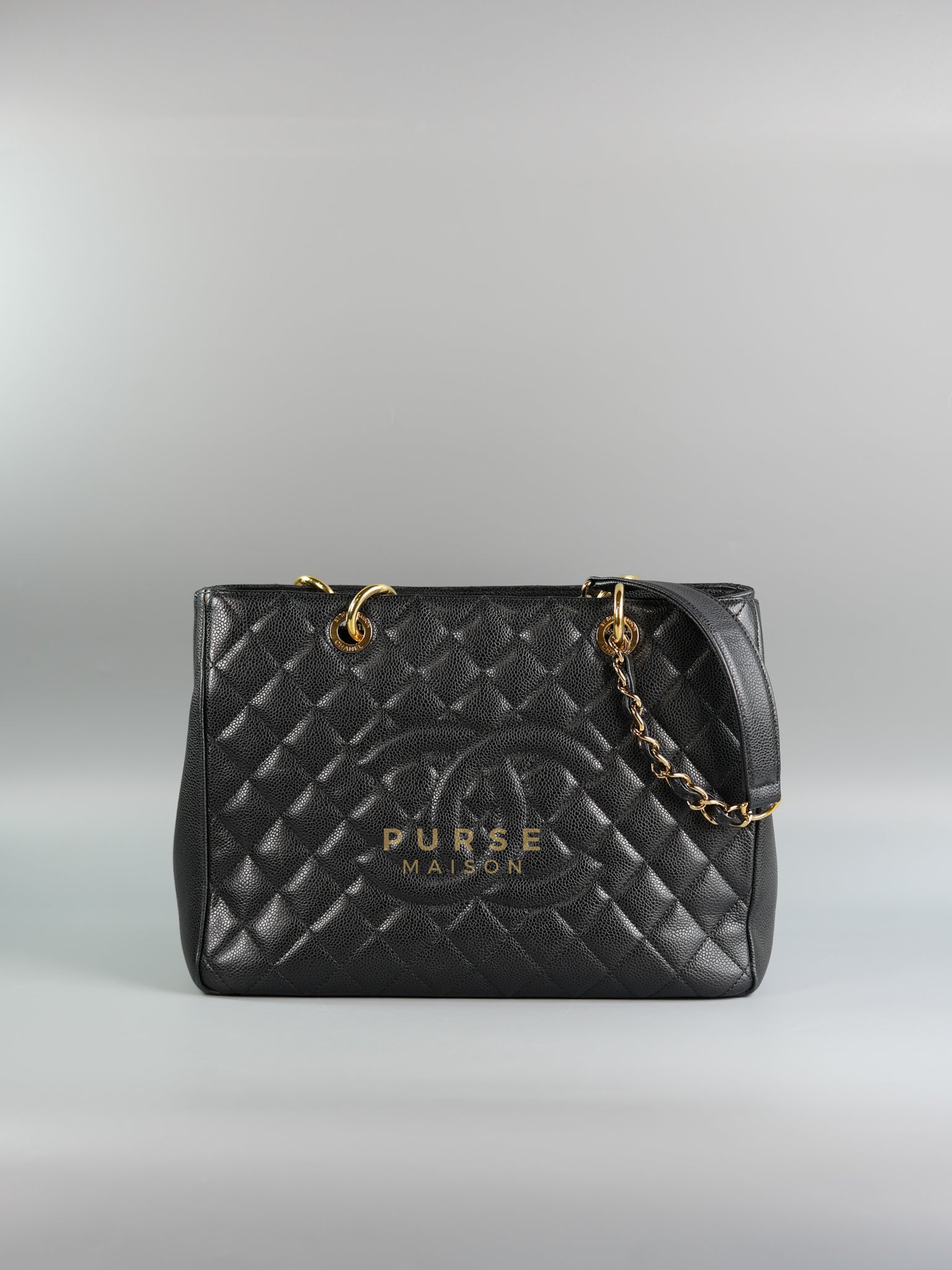 GST in Black Quilted Caviar Leather and Gold Hardware Series 14 | Purse Maison Luxury Bags Shop