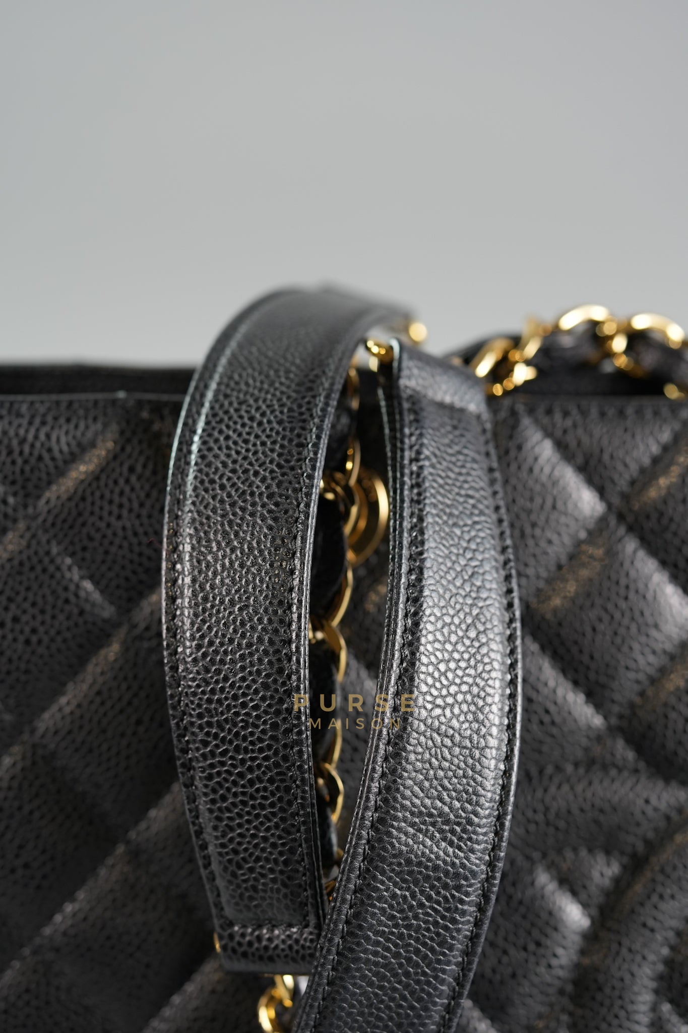 GST in Black Quilted Caviar Leather and Gold Hardware Series 14 | Purse Maison Luxury Bags Shop