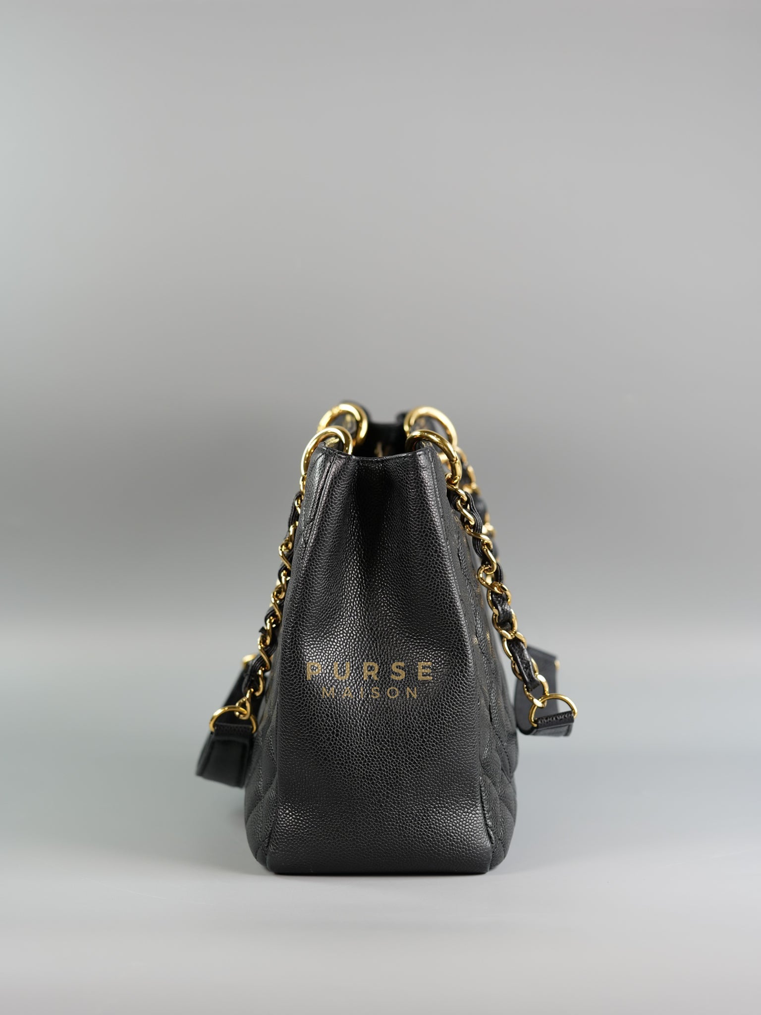 GST in Black Quilted Caviar Leather and Gold Hardware Series 14 | Purse Maison Luxury Bags Shop