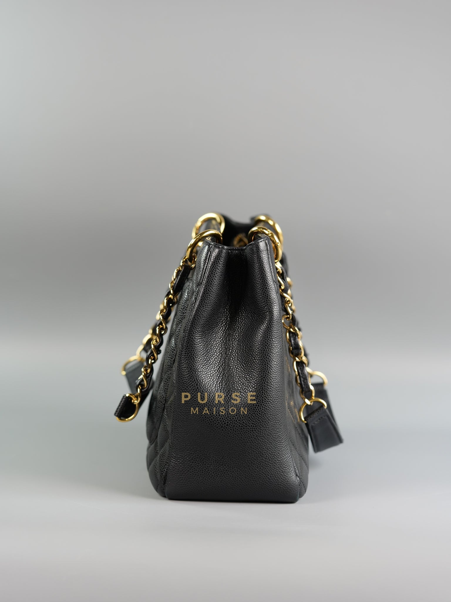 GST in Black Quilted Caviar Leather and Gold Hardware Series 14 | Purse Maison Luxury Bags Shop