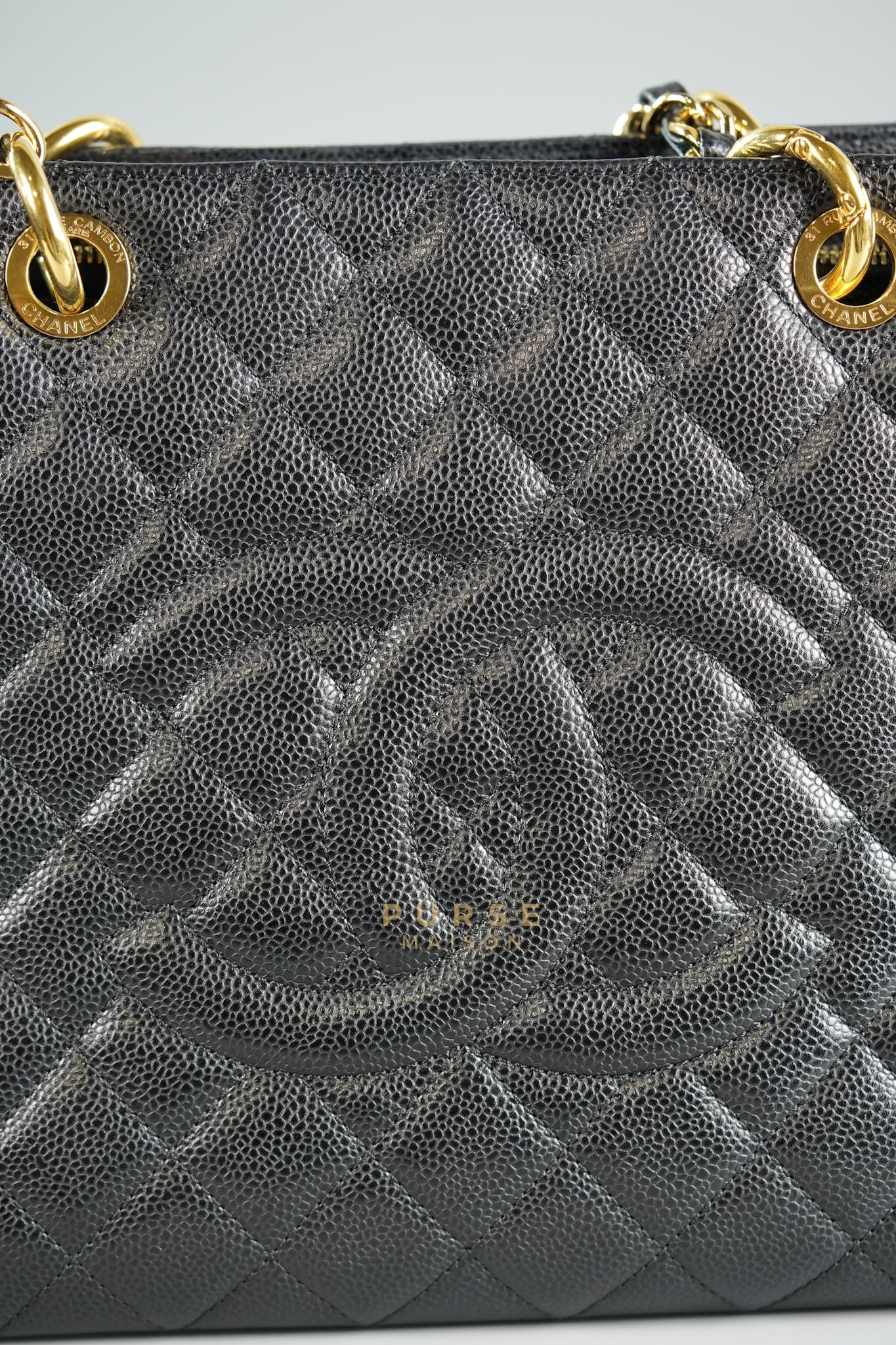 GST in Black Quilted Caviar Leather and Gold Hardware Series 14 | Purse Maison Luxury Bags Shop