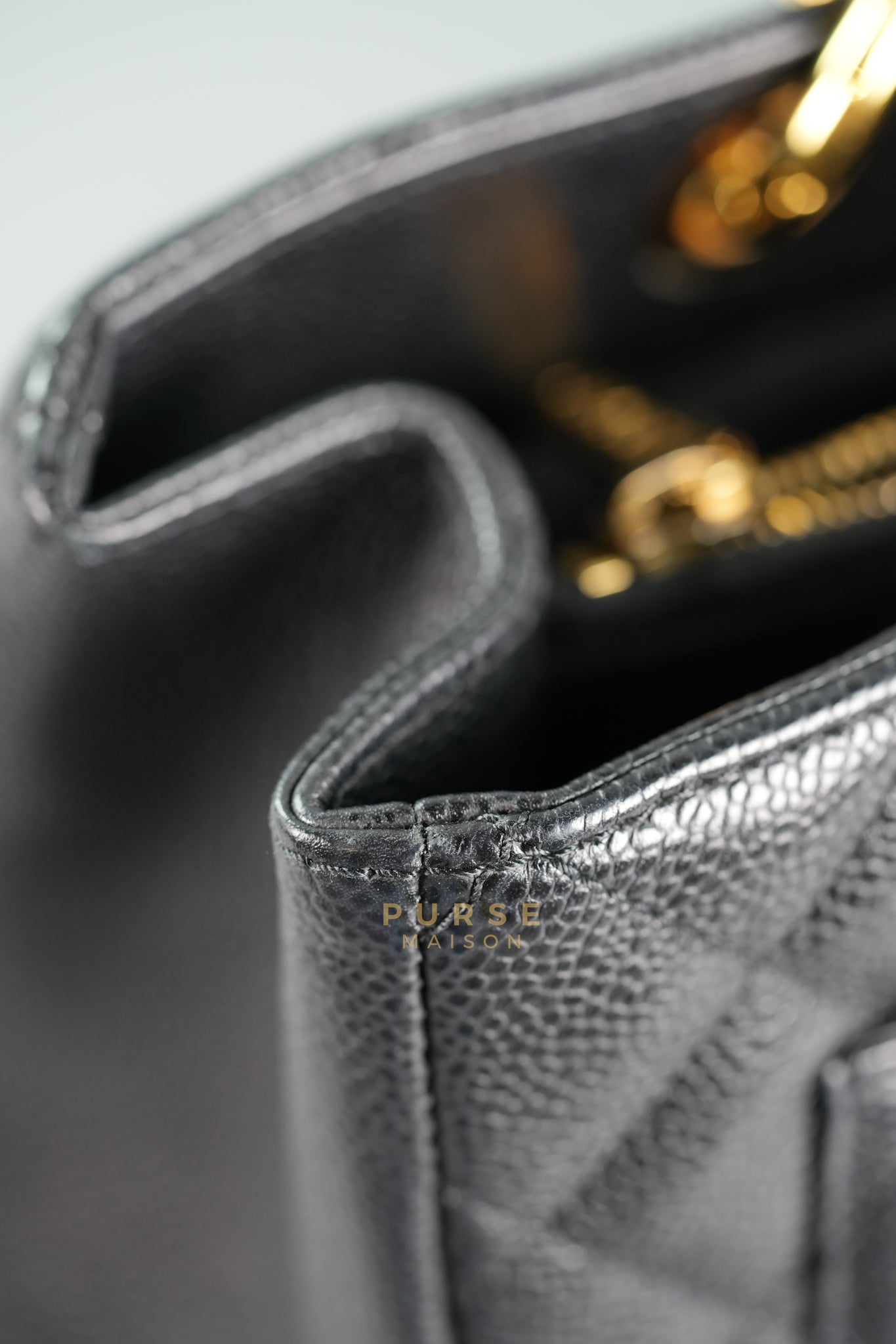 GST in Black Quilted Caviar Leather and Gold Hardware Series 14 | Purse Maison Luxury Bags Shop