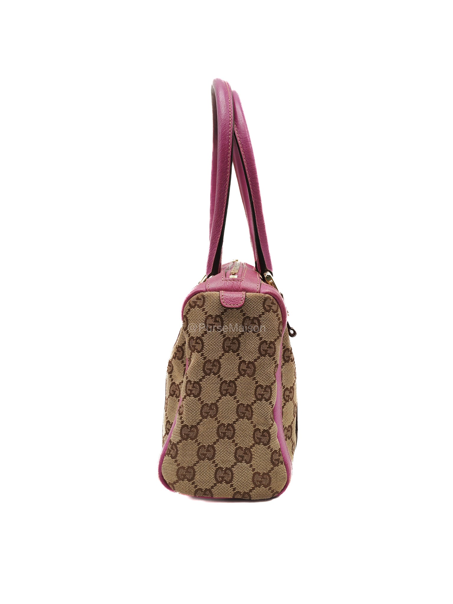Gucci Abbey Boston Handbag in Pink GG Monogram Canvas and Light Gold Hardware | Purse Maison Luxury Bags Shop