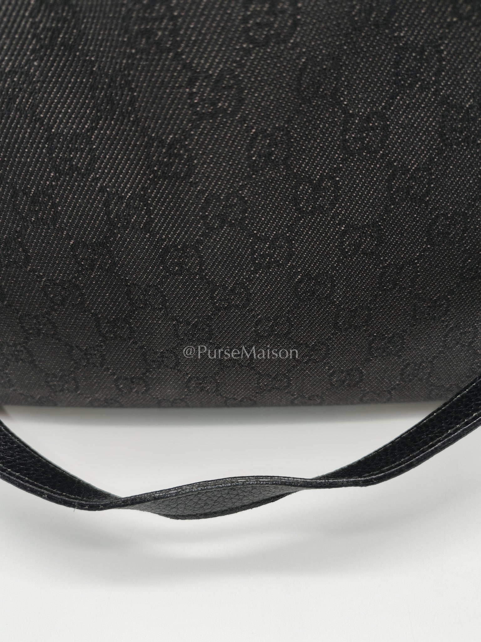 Gucci Abbey D-Ring Shoulder Bag in Black GG Supreme Denim Canvas | Purse Maison Luxury Bags Shop
