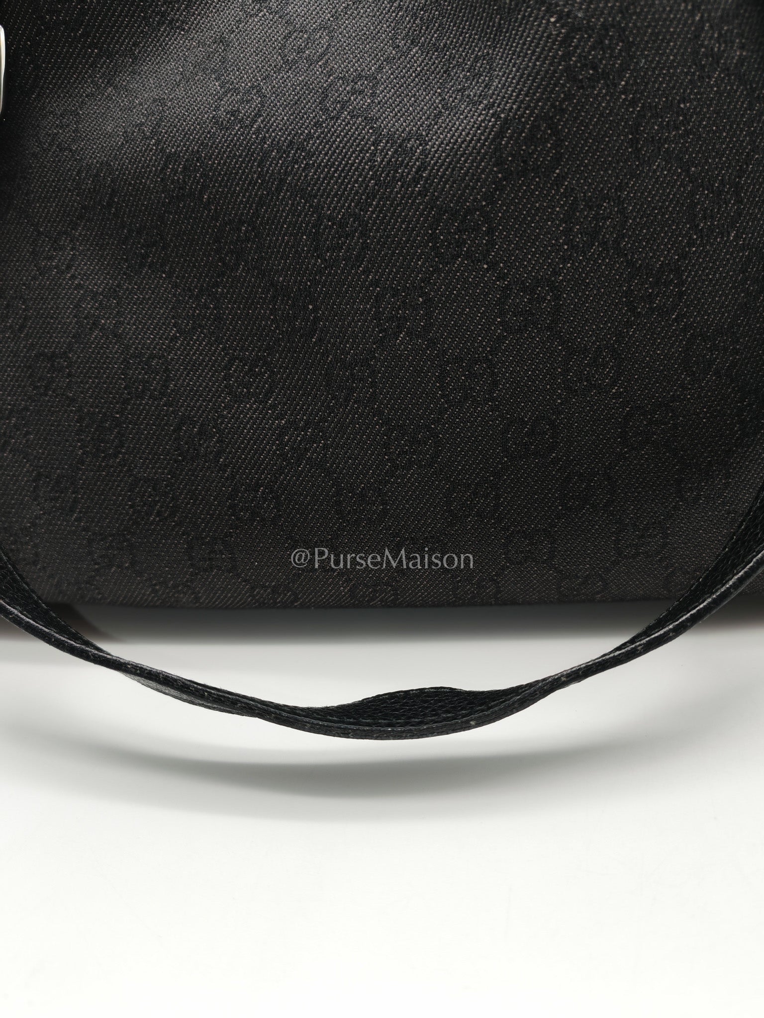 Gucci Abbey D-Ring Shoulder Bag in Black GG Supreme Denim Canvas | Purse Maison Luxury Bags Shop