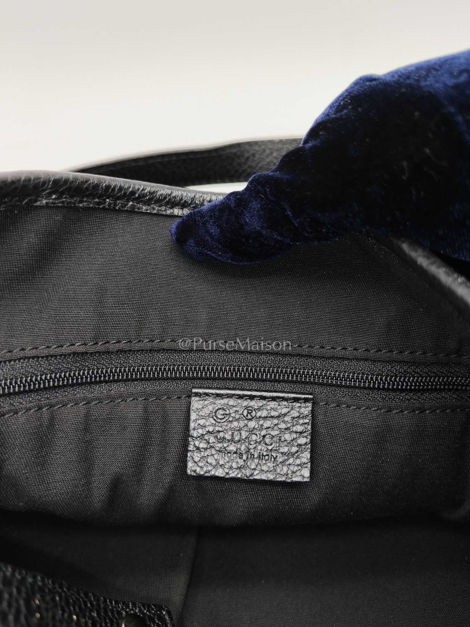 Gucci Abbey D-Ring Shoulder Bag in Black GG Supreme Denim Canvas | Purse Maison Luxury Bags Shop