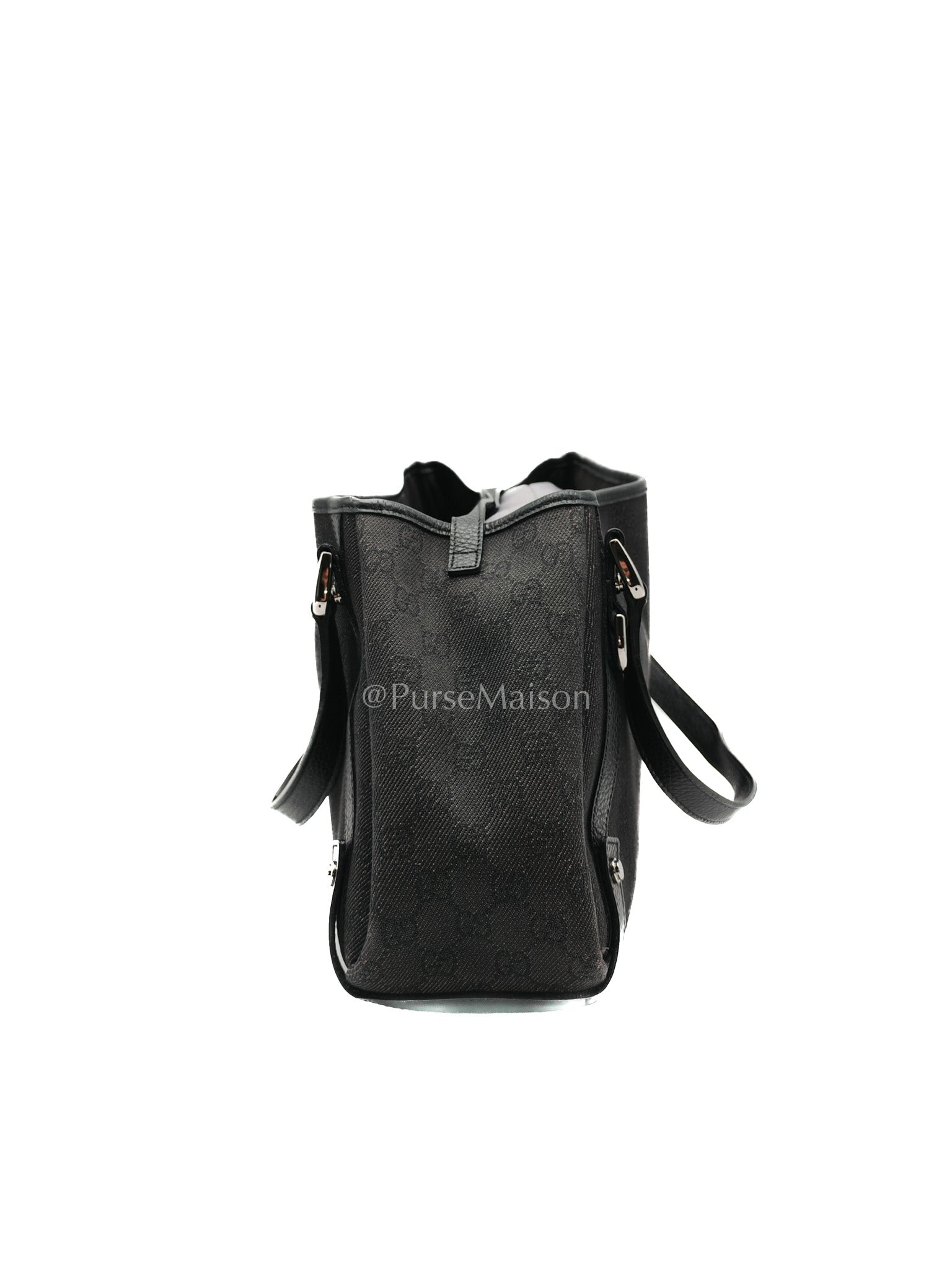 Gucci Abbey D-Ring Shoulder Bag in Black GG Supreme Denim Canvas | Purse Maison Luxury Bags Shop