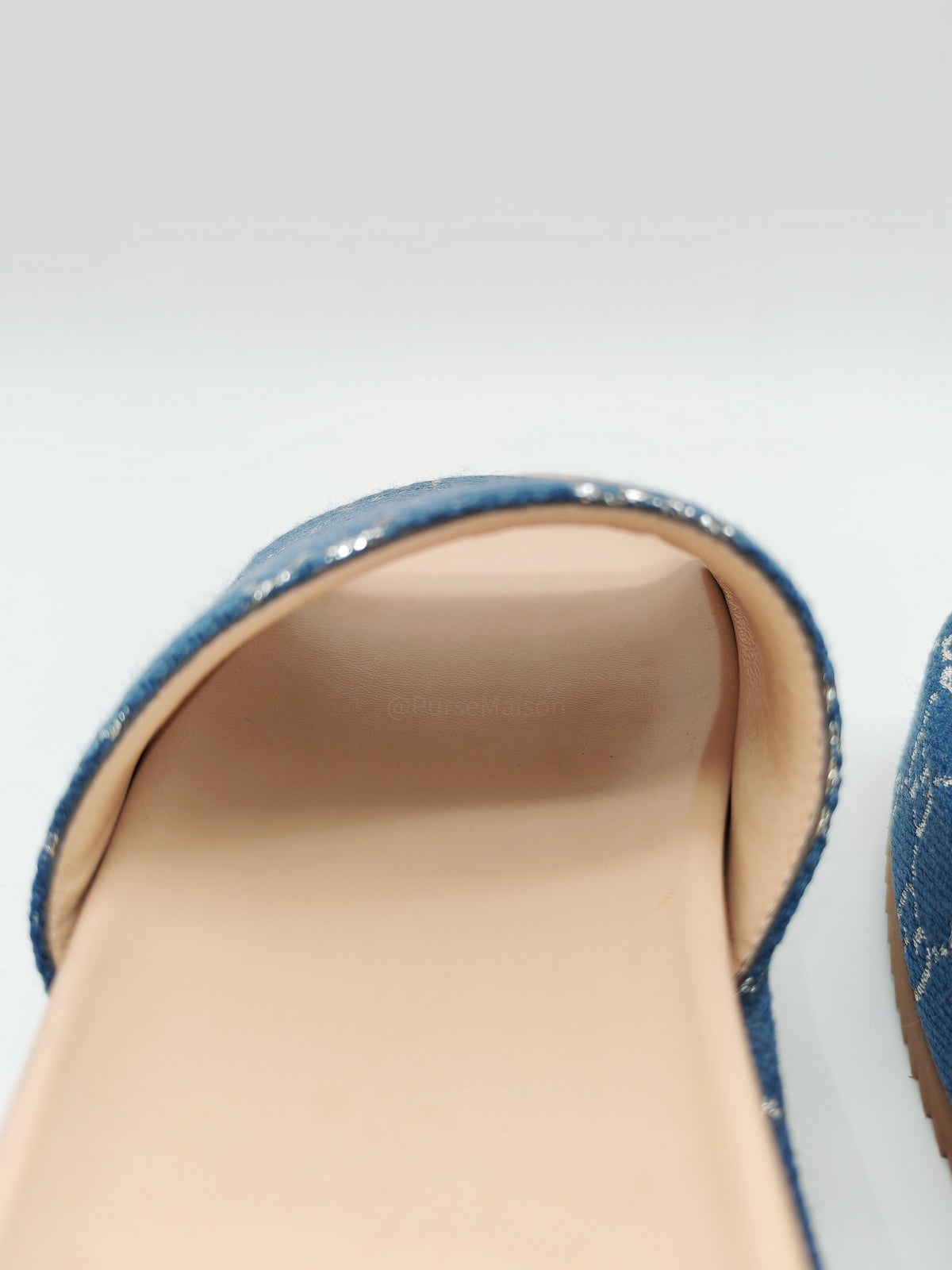 Gucci Angelina Platform 55mm Slide Sandals in Blue Tea New Denim GG Monogram Size 37 Eu (25 cm) | Purse Maison Luxury Bags Shop