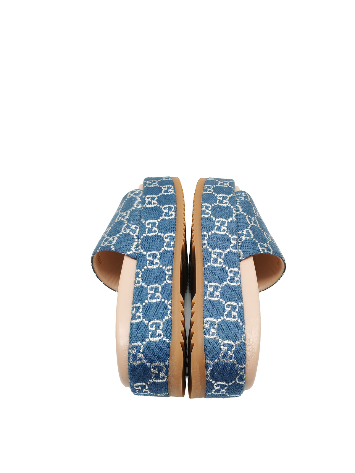 Gucci Angelina Platform 55mm Slide Sandals in Blue Tea New Denim GG Monogram Size 37 Eu (25 cm) | Purse Maison Luxury Bags Shop