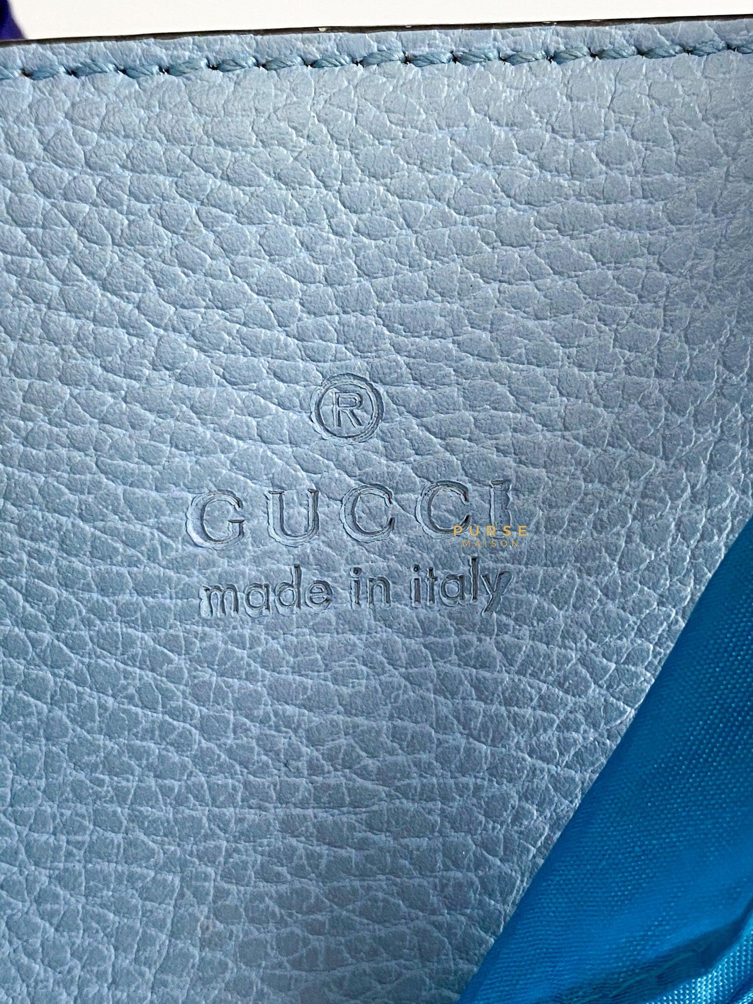 Gucci Bamboo Light Blue Leather Tote Bag