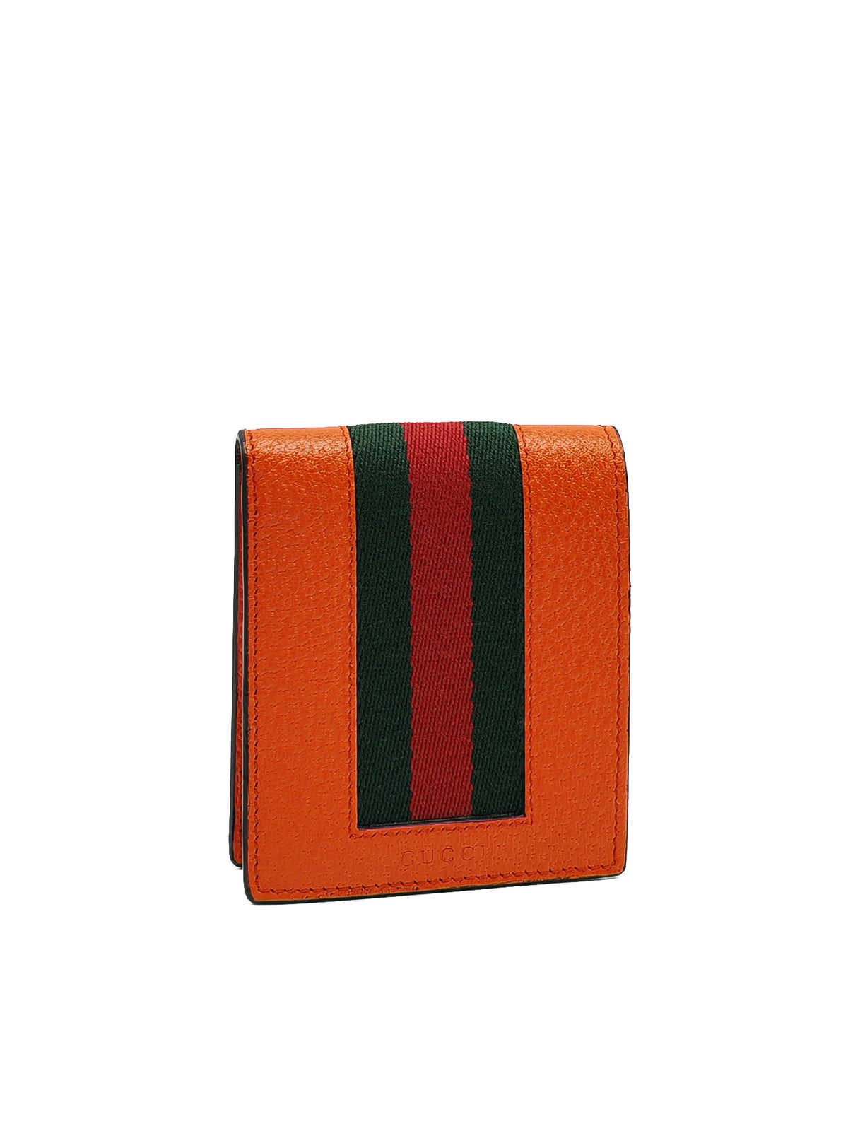Gucci Bi-Fold Wallet in Orange Leather Signature Web | Purse Maison Luxury Bags Shop