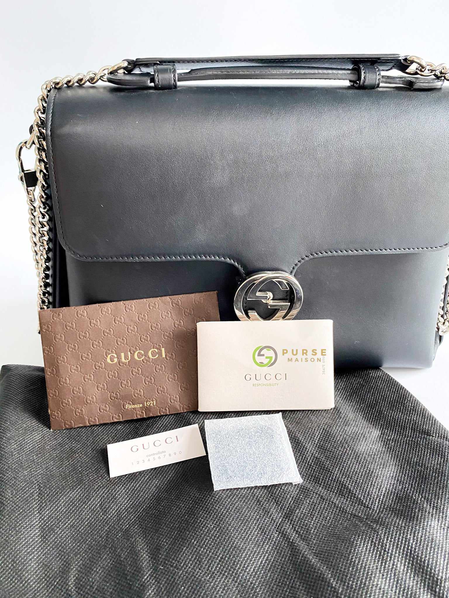 Gucci Black Interlocking Leather Bag