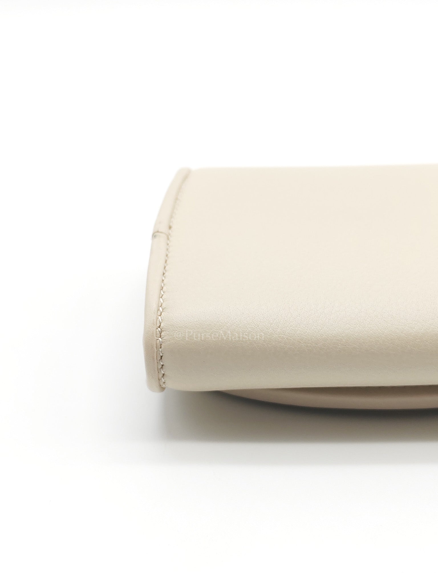 Blondie Card Case Wallet in Mystic White Calfskin with Chain Strap | Purse Maison Luxury Bags Shop