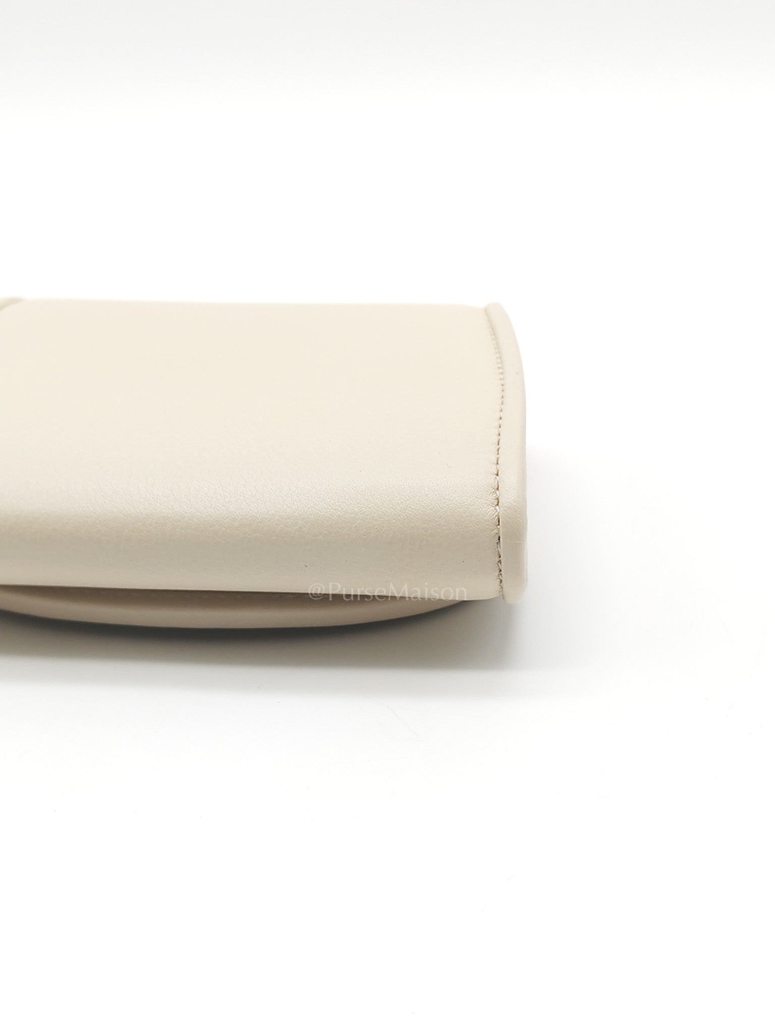 Blondie Card Case Wallet in Mystic White Calfskin with Chain Strap | Purse Maison Luxury Bags Shop
