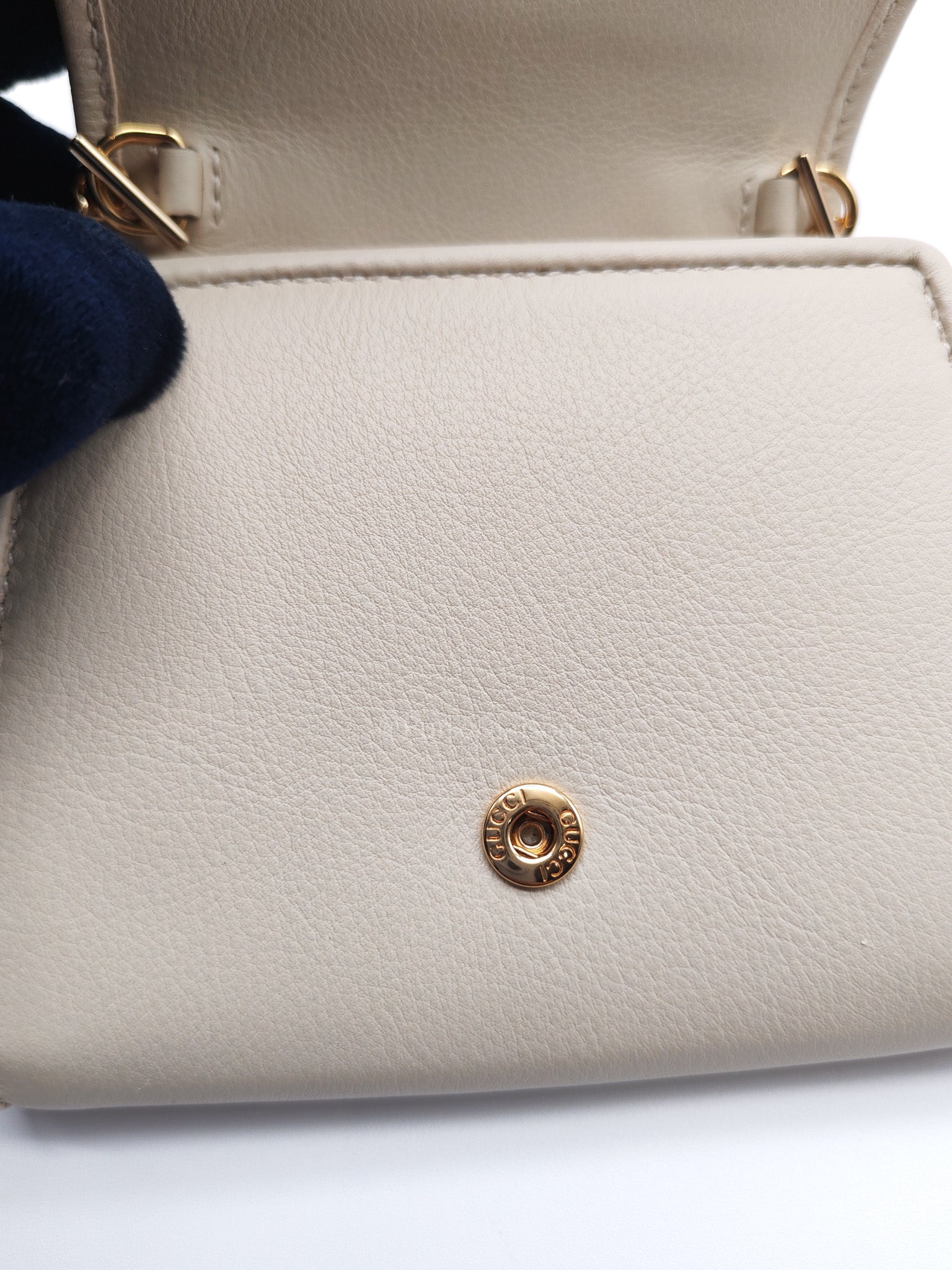 Blondie Card Case Wallet in Mystic White Calfskin with Chain Strap | Purse Maison Luxury Bags Shop