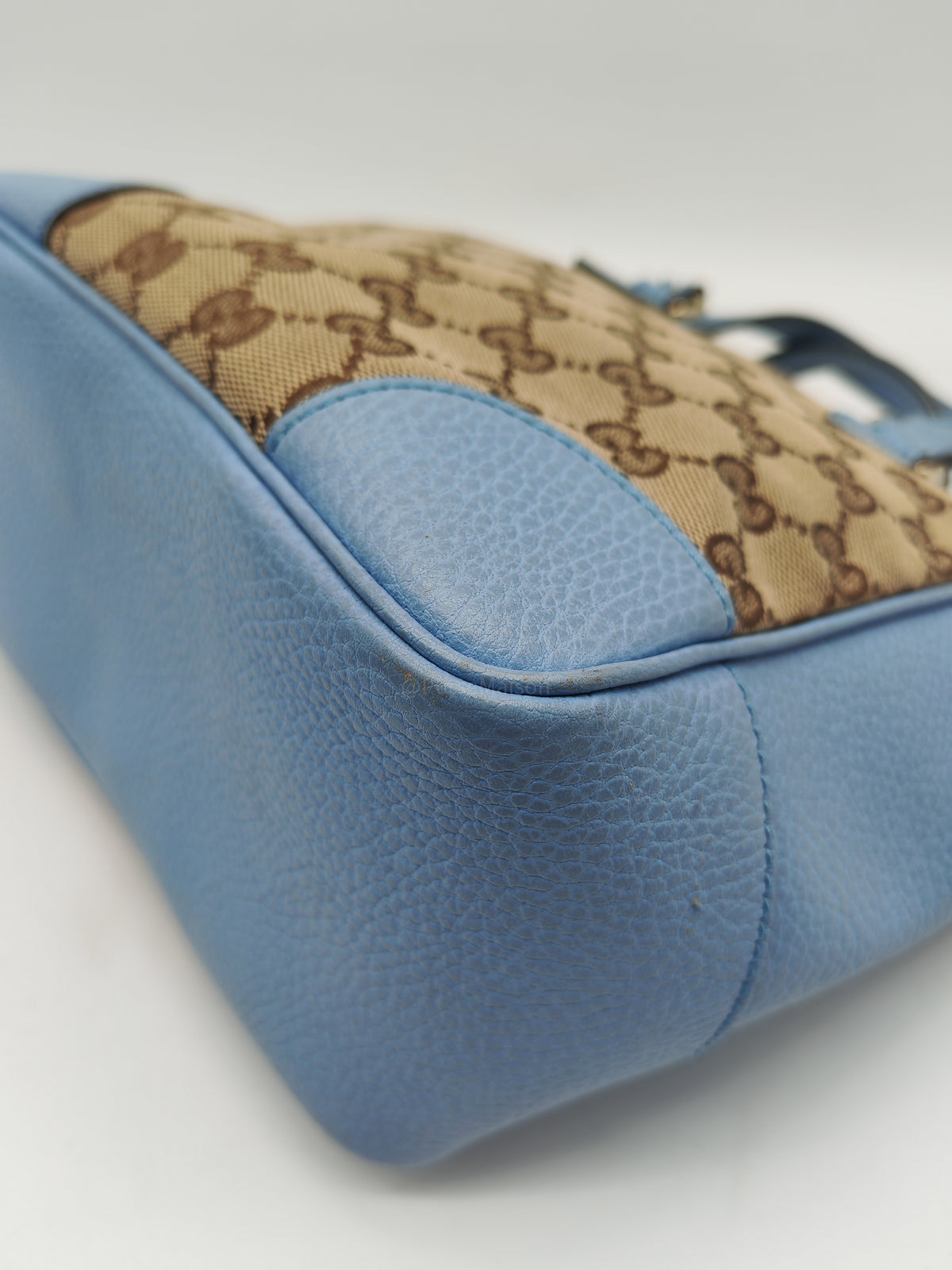 Gucci Bree Tote Bag Small in GG Supreme Canvas and Light Blue Leather | Purse Maison Luxury Bags Shop