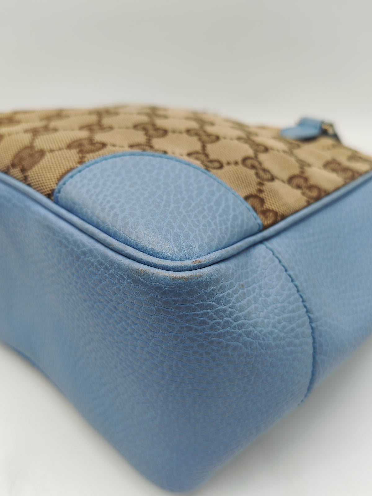 Gucci Bree Tote Bag Small in GG Supreme Canvas and Light Blue Leather | Purse Maison Luxury Bags Shop