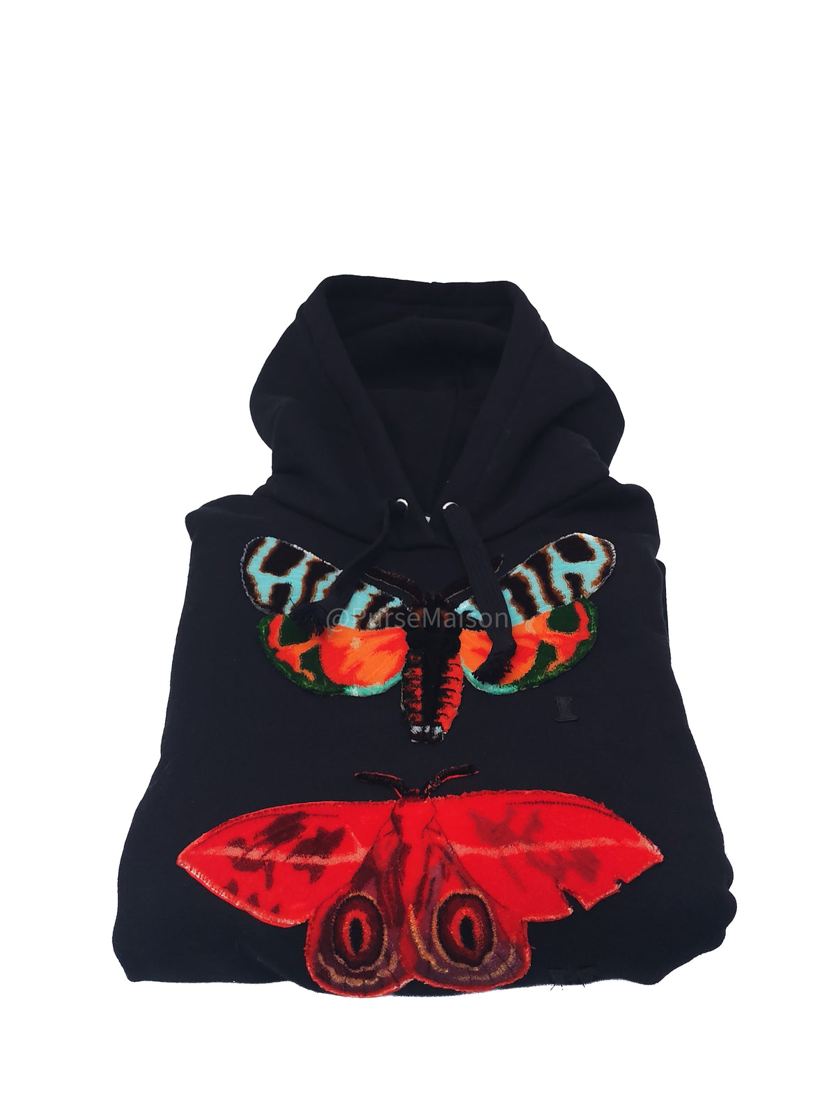 Gucci Butterfly/Moth Embroidered Hoodie Medium in Black and Red Multi Color Design | Purse Maison Luxury Bags Shop