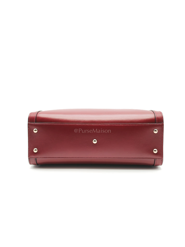 Diana Medium in Burgundy Smooth Calfskin Leather Crossbody Bag | Purse Maison Luxury Bags Shop