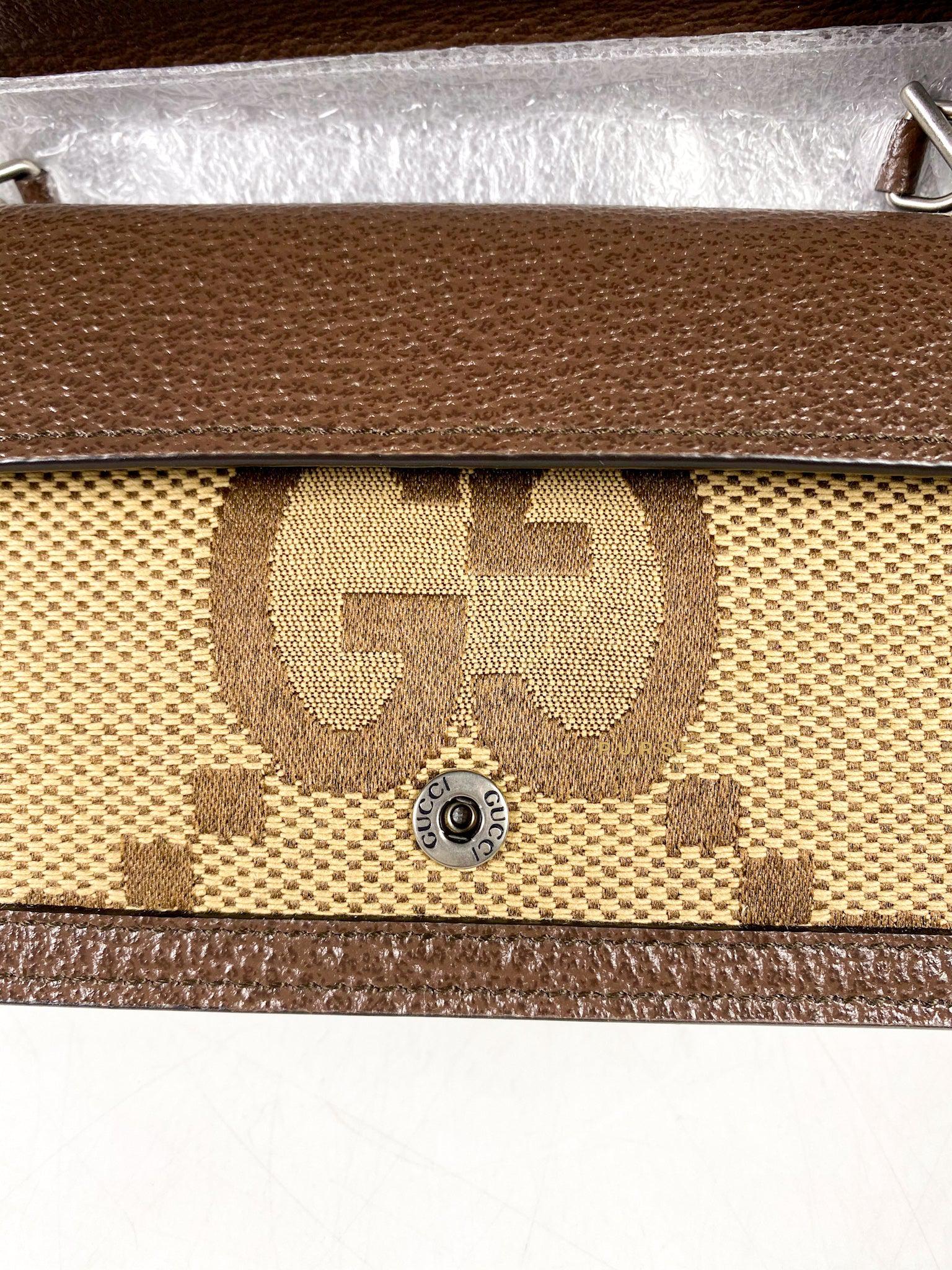 Gucci Dionysus Camel Ebony Jumbo GG Canvas Super Mini Bag