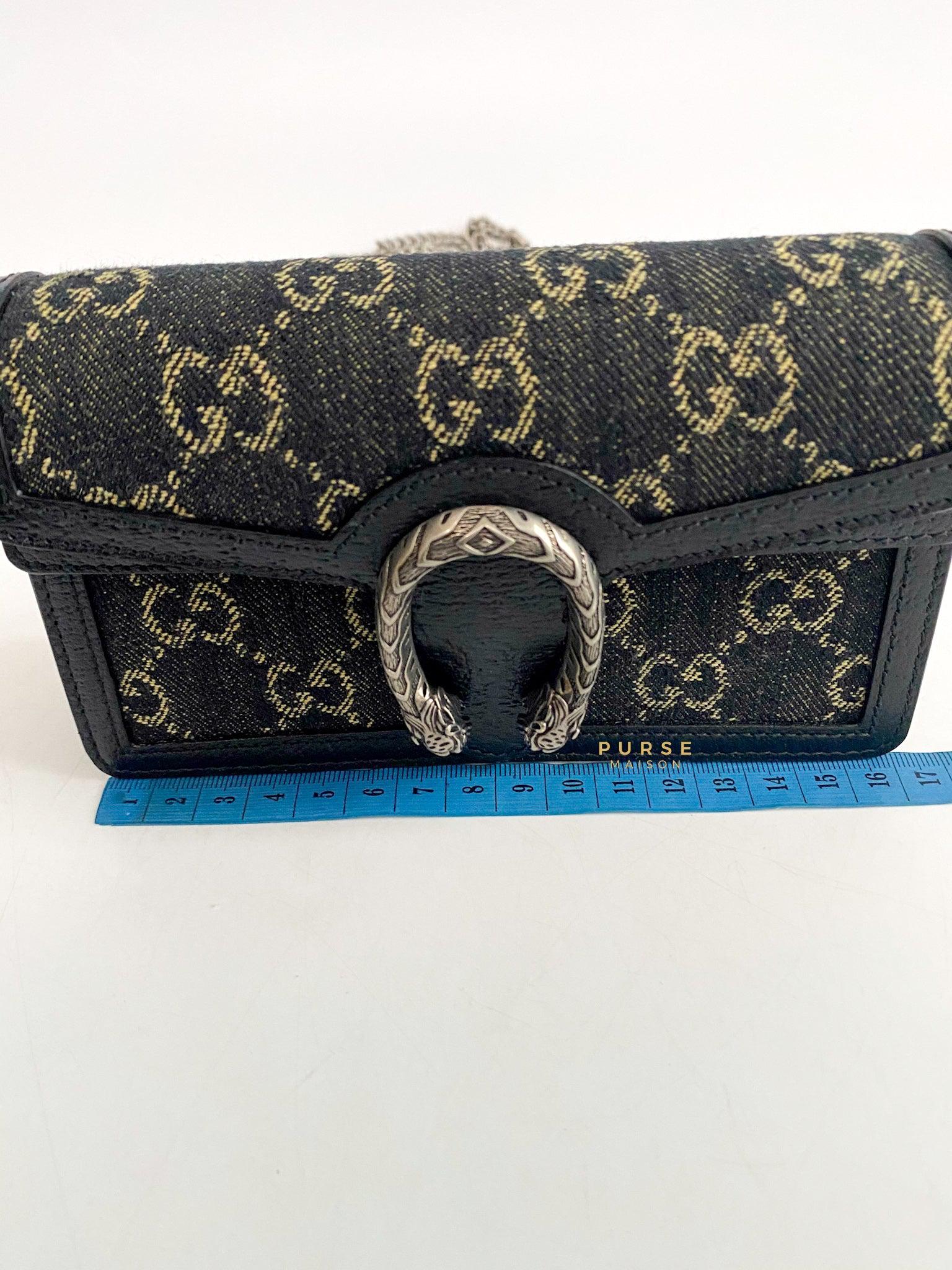 Gucci Dionysus Jacquard Black Denim GG Super Mini Bag