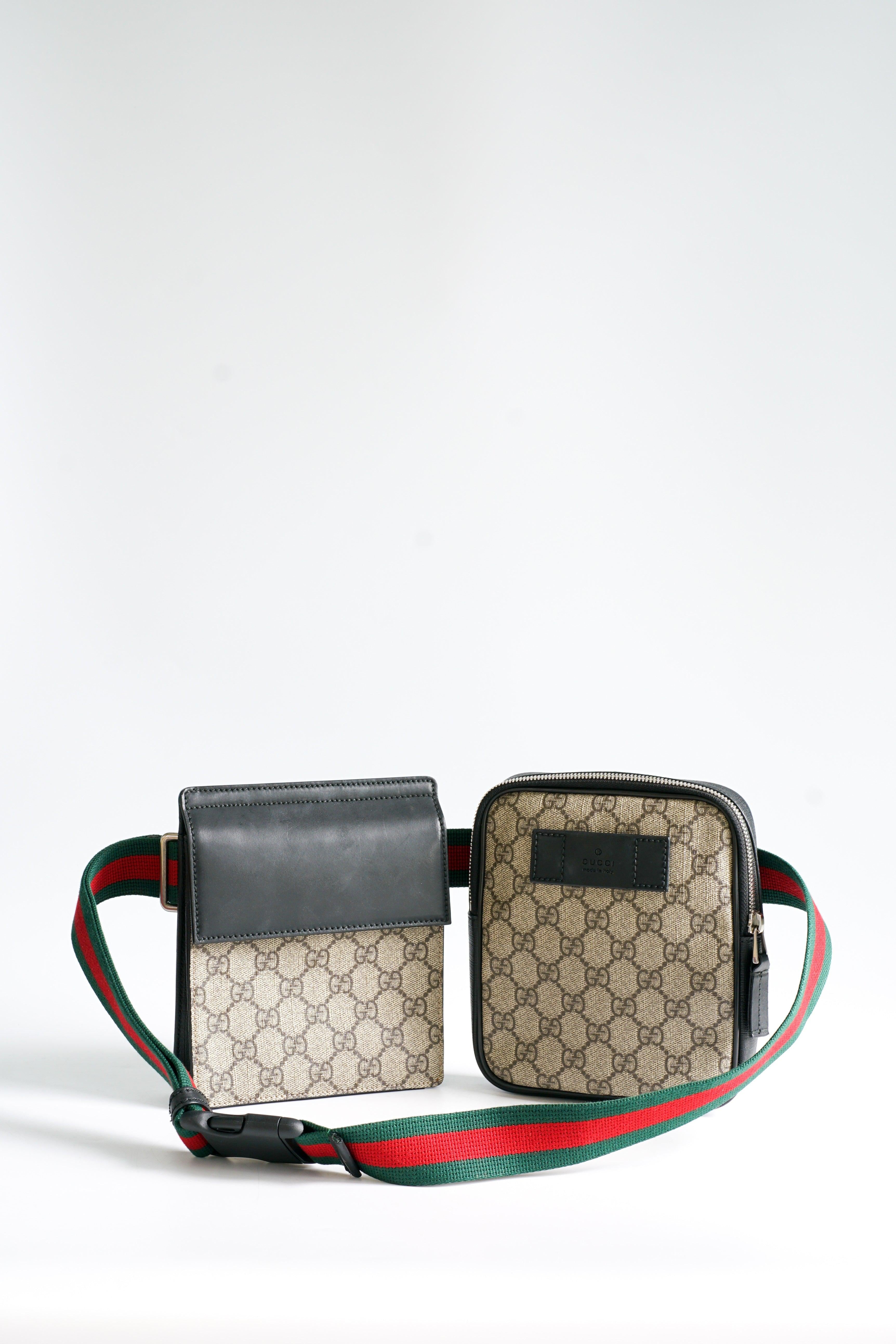 Gucci Double Web Belt Bag GG Supreme Canvas for Men