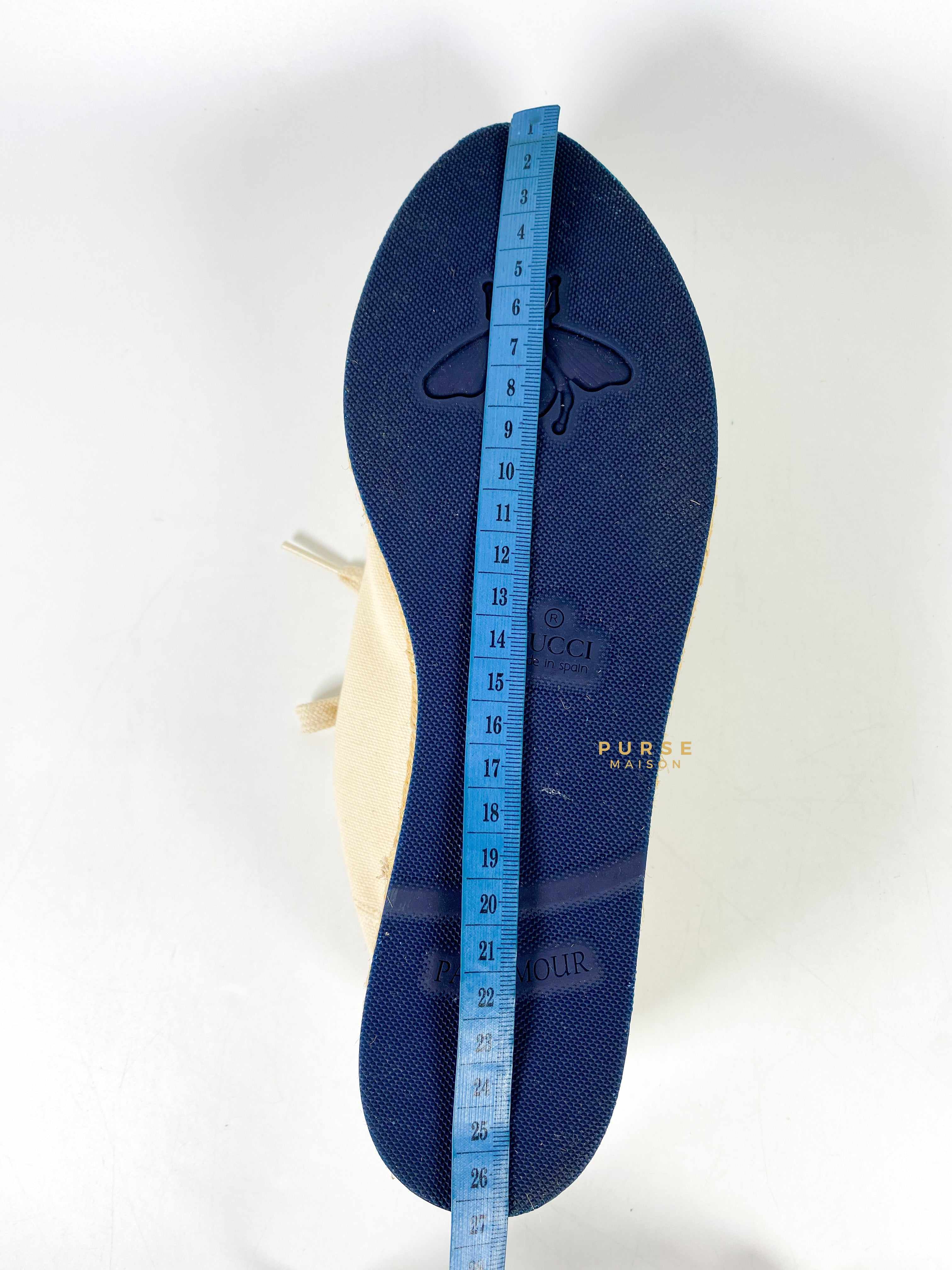Gucci Espadrille Lace Up Platform in Cream Canvas Sneakers (Size 38 EU, 24.5cm)