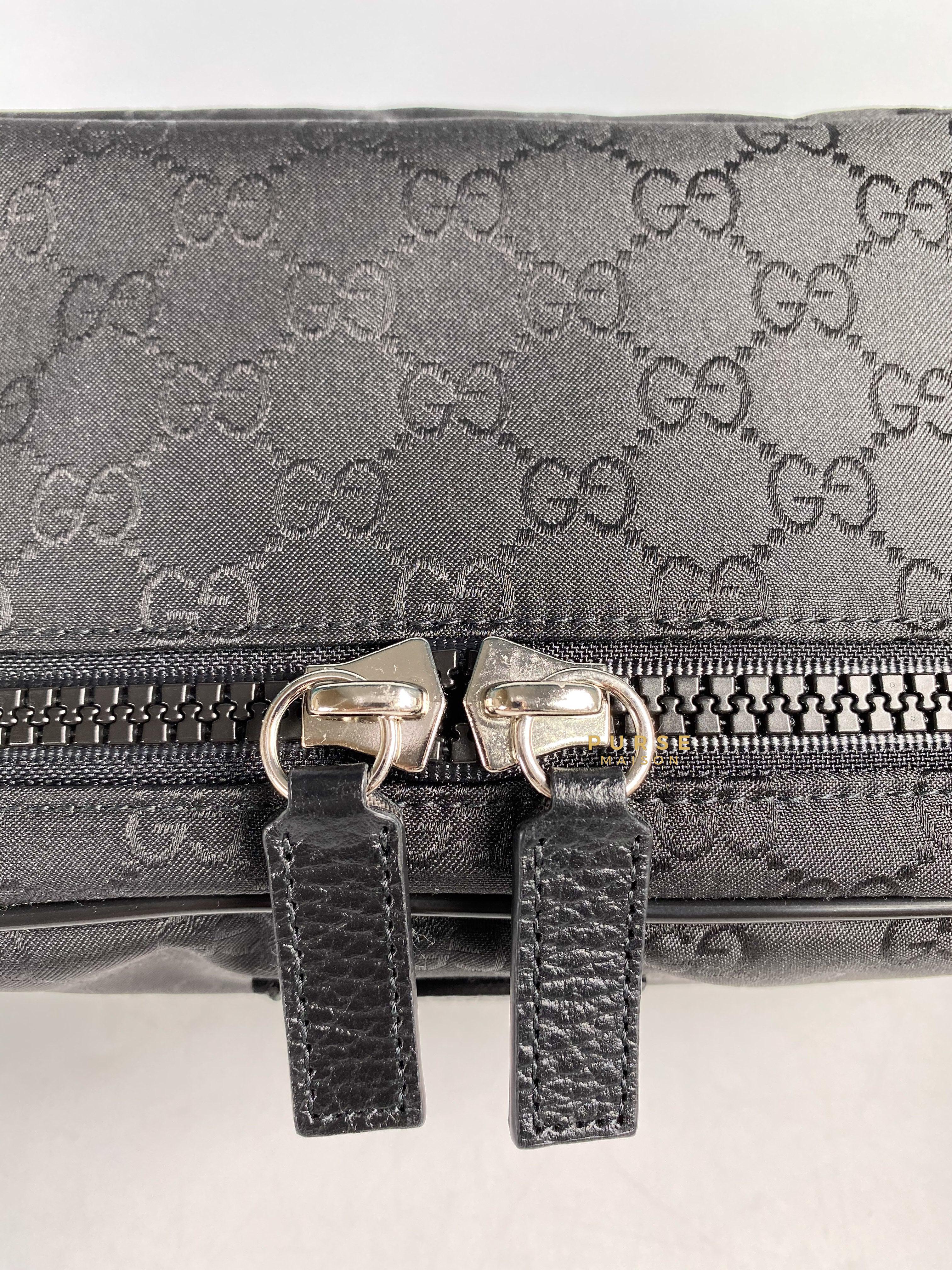 Gucci Fanny Pack Belt Bag in Black Nylon Monogram Purse