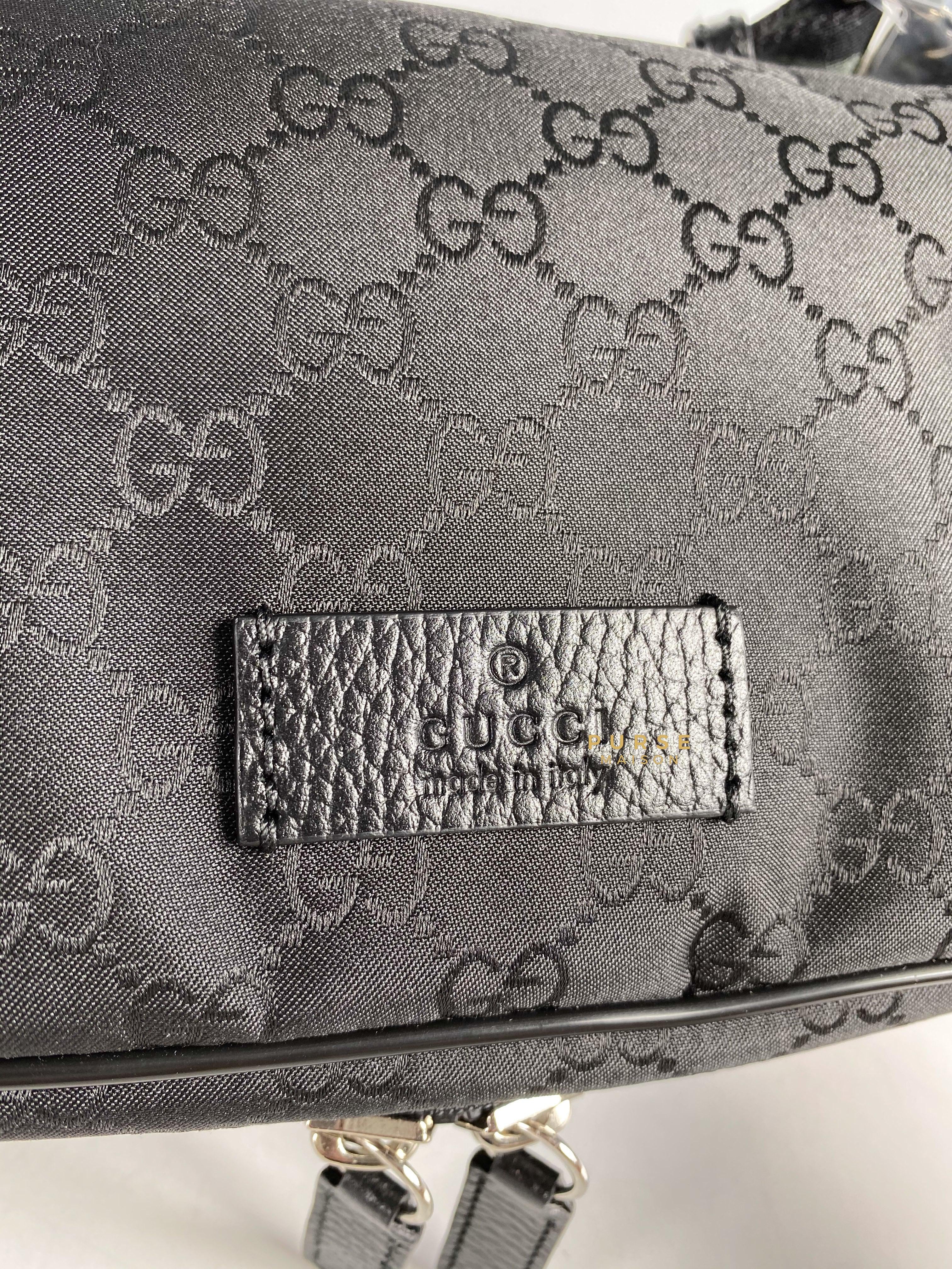 Gucci Fanny Pack Belt Bag in Black Nylon Monogram | Purse Maison Luxury Bags Shop