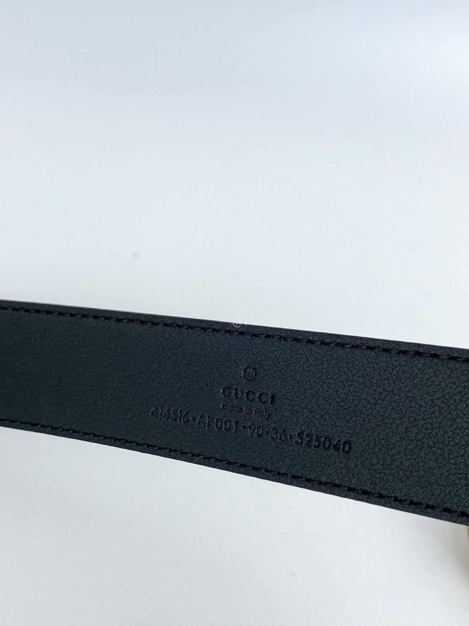 Gucci GG Black Leather Buckle Belt (90cm)