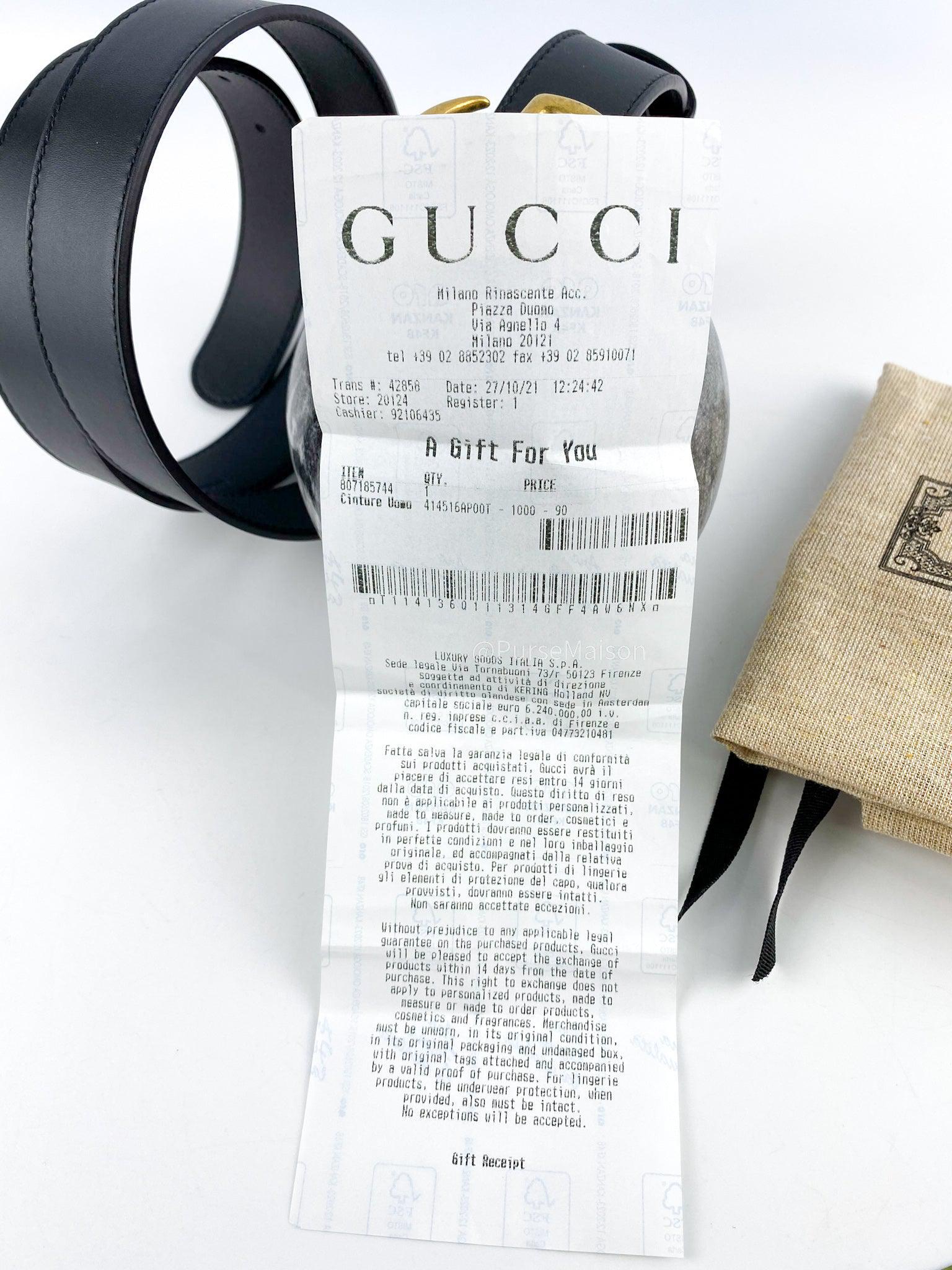 Gucci GG Black Leather Buckle Belt (90cm)