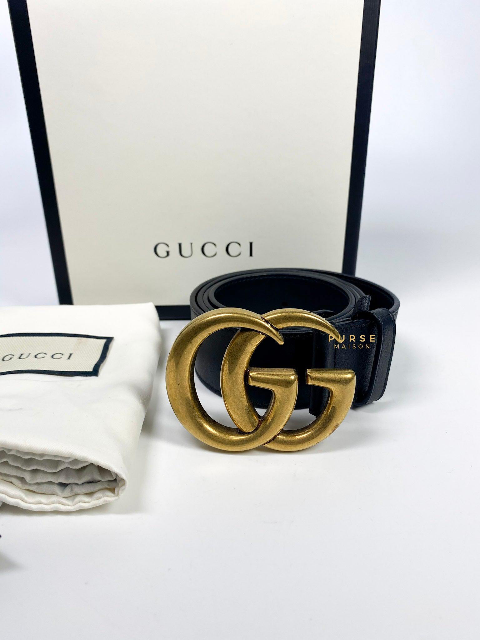 Gucci GG Black Leather Buckle Belt (90cm)