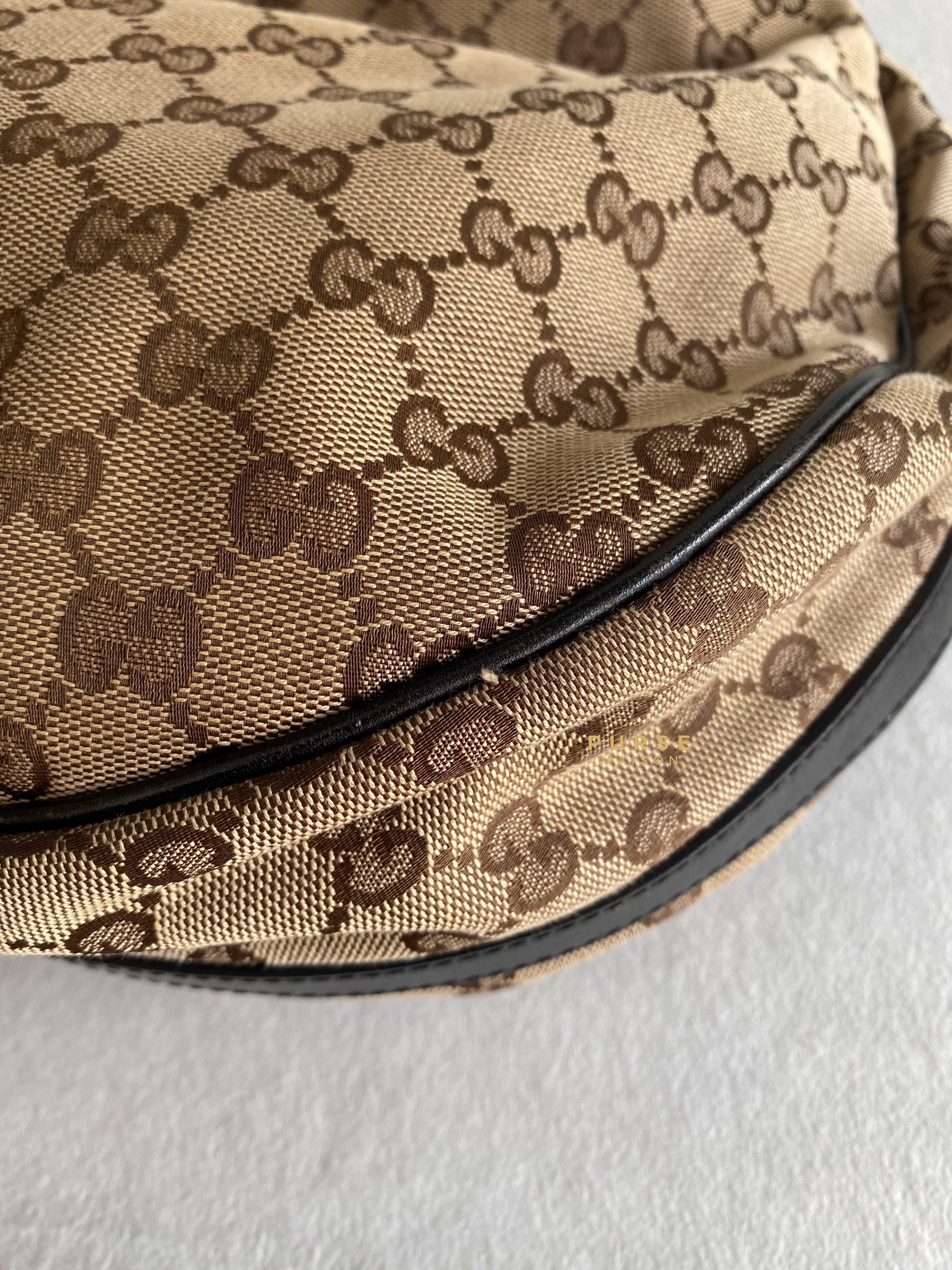 Gucci GG Canvas Beige/Brown Leather Large Hobo Bag | Purse Maison Luxury Bags Shop
