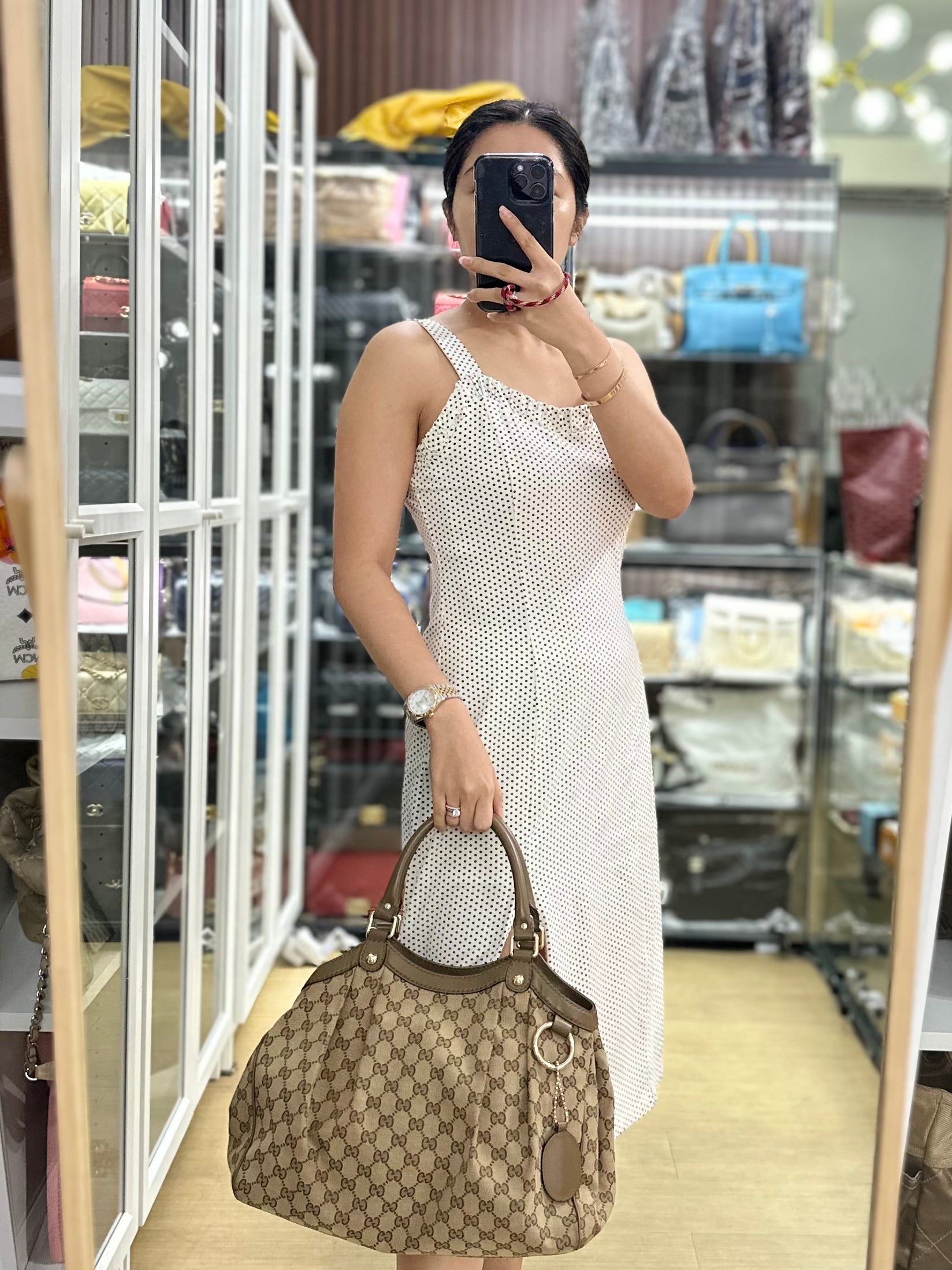 Gucci GG Canvas Sukey Shoulder Tote Bag Purse Maison