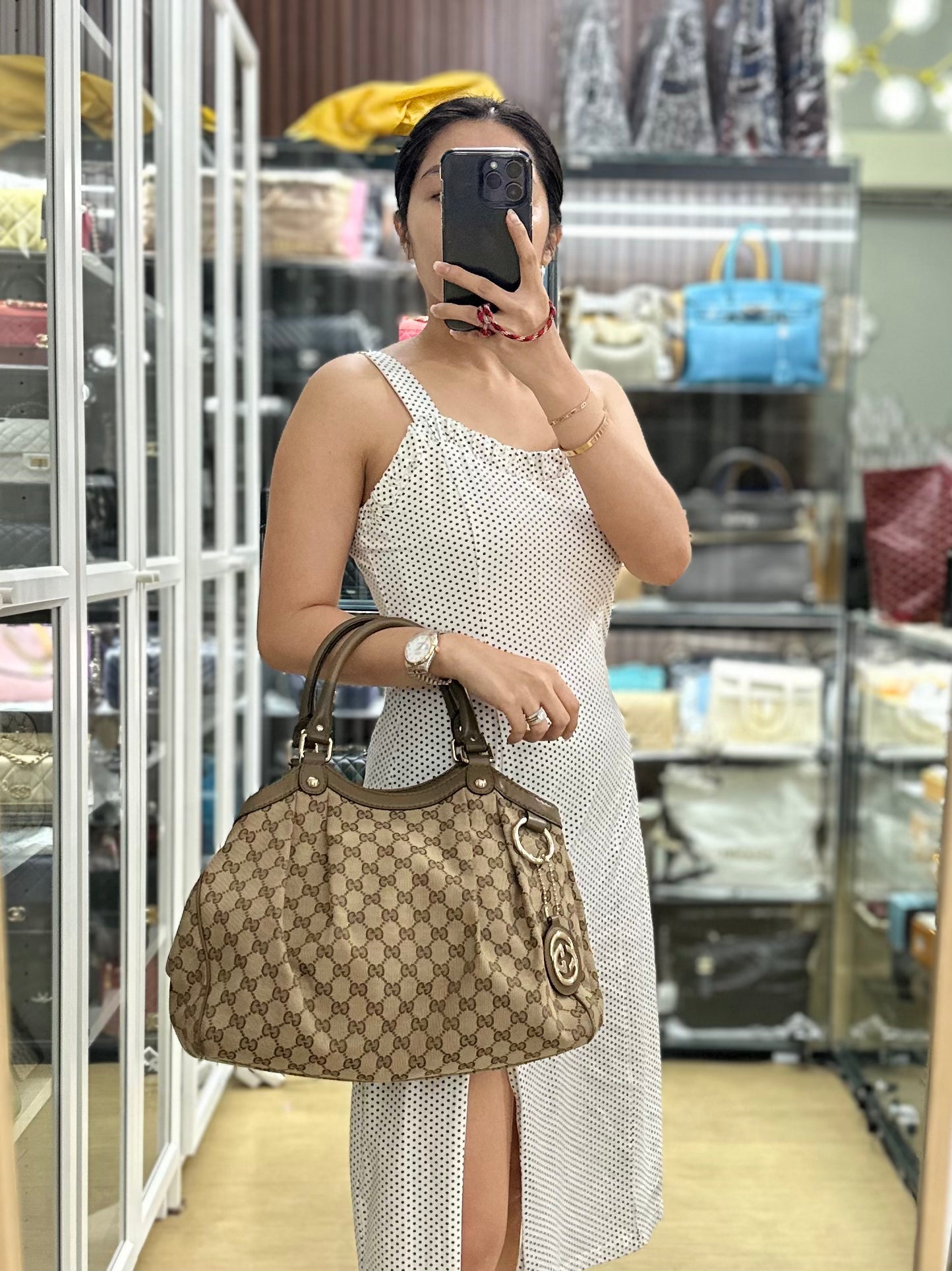 Gucci GG Canvas Sukey Shoulder Tote Bag Purse Maison