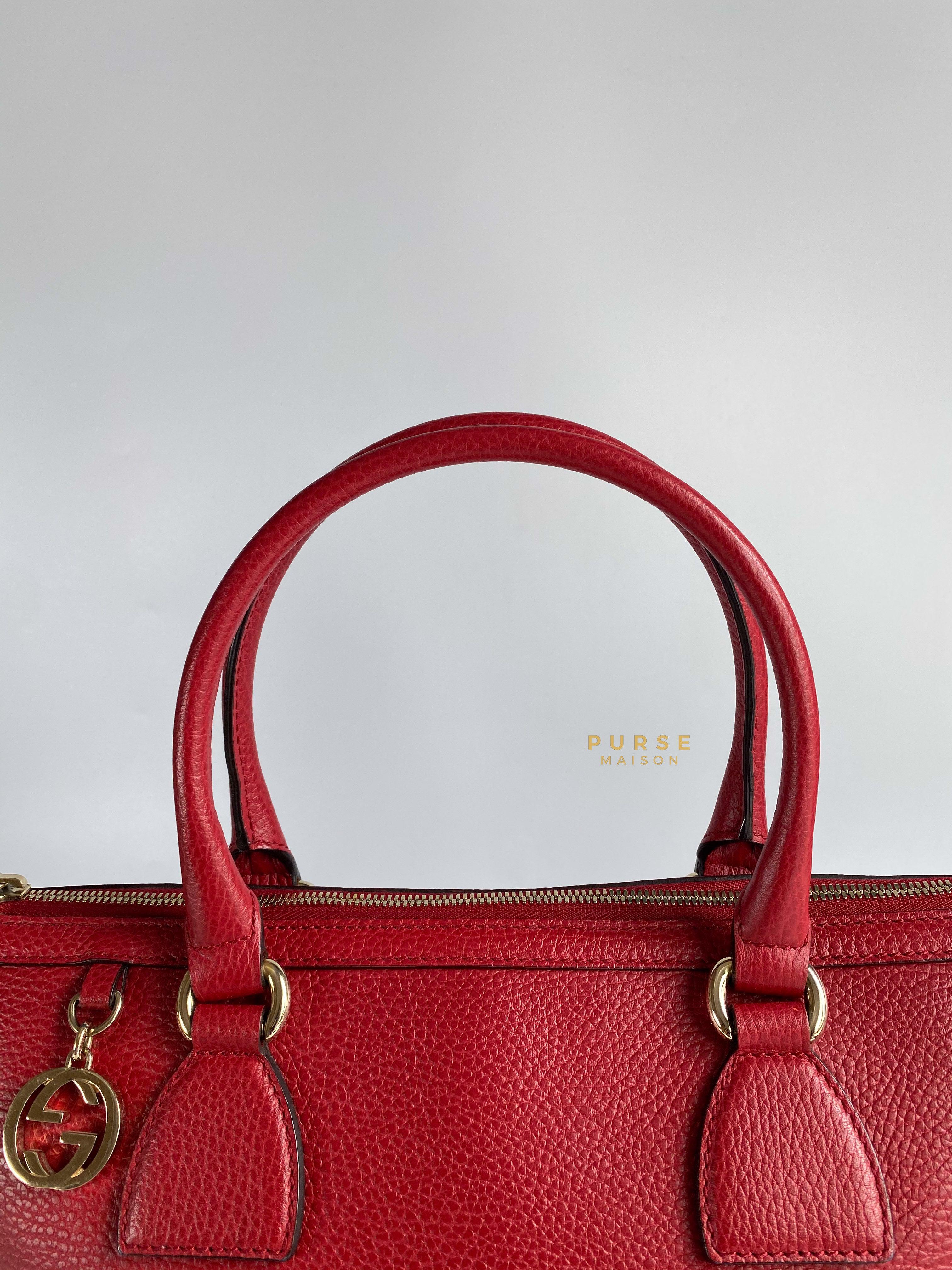 Gucci GG Charm Red Dollar Calfskin 2way Hand Tote Bag