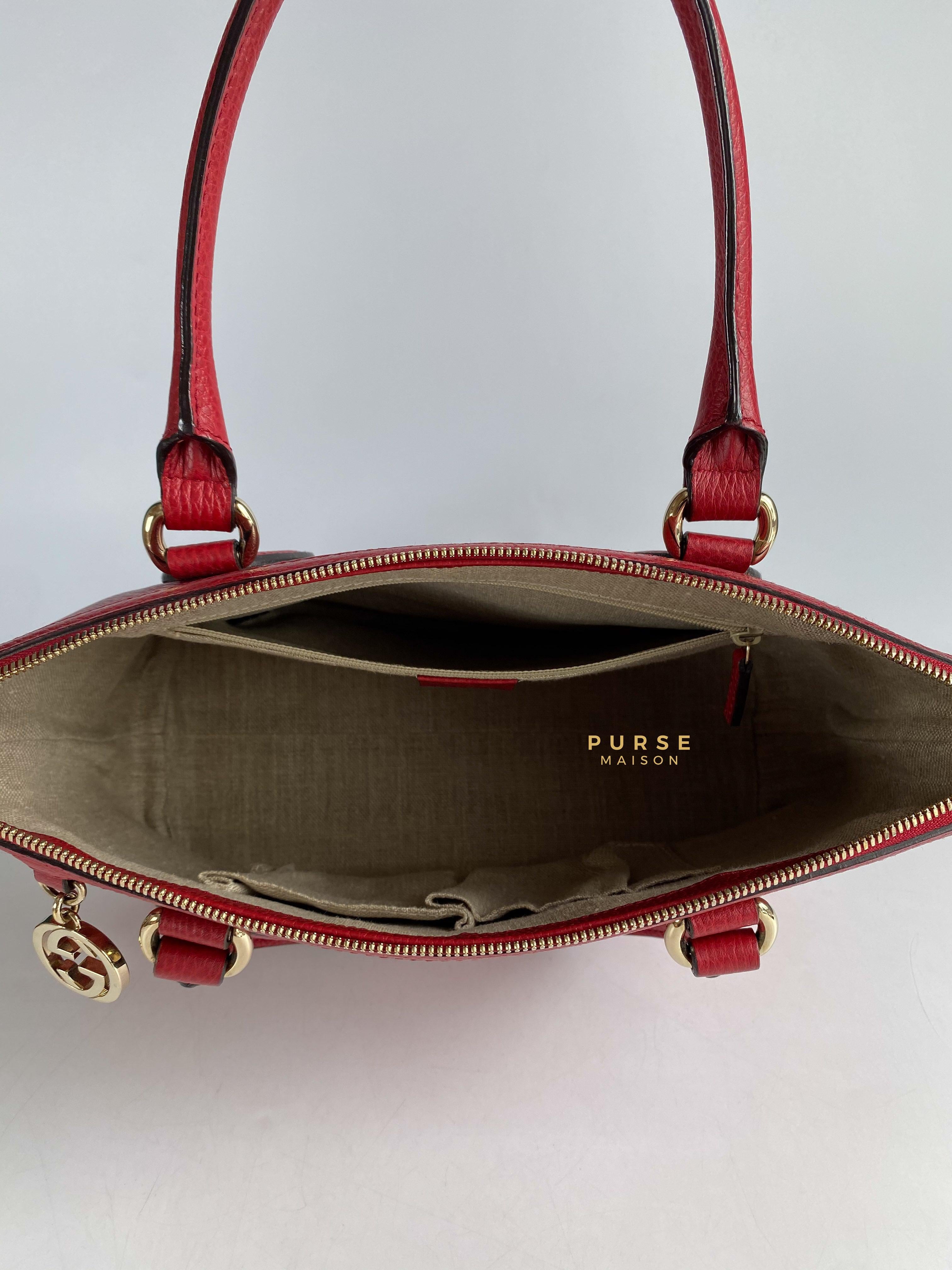 Gucci GG Charm Red Dollar Calfskin 2way Hand Tote Bag | Purse Maison Luxury Bags Shop