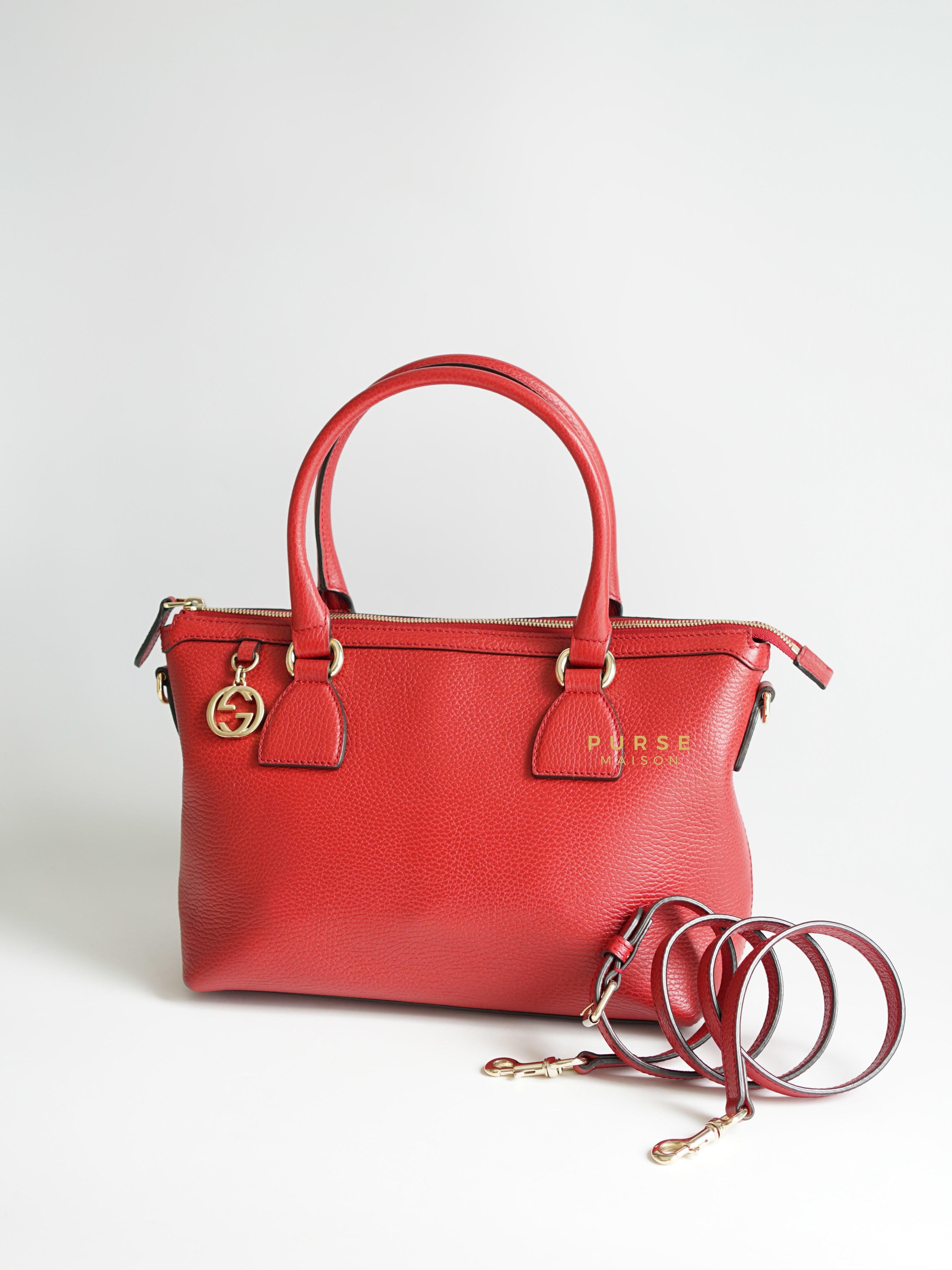 Gucci GG Charm Red Dollar Calfskin 2way Hand Tote Bag | Purse Maison Luxury Bags Shop