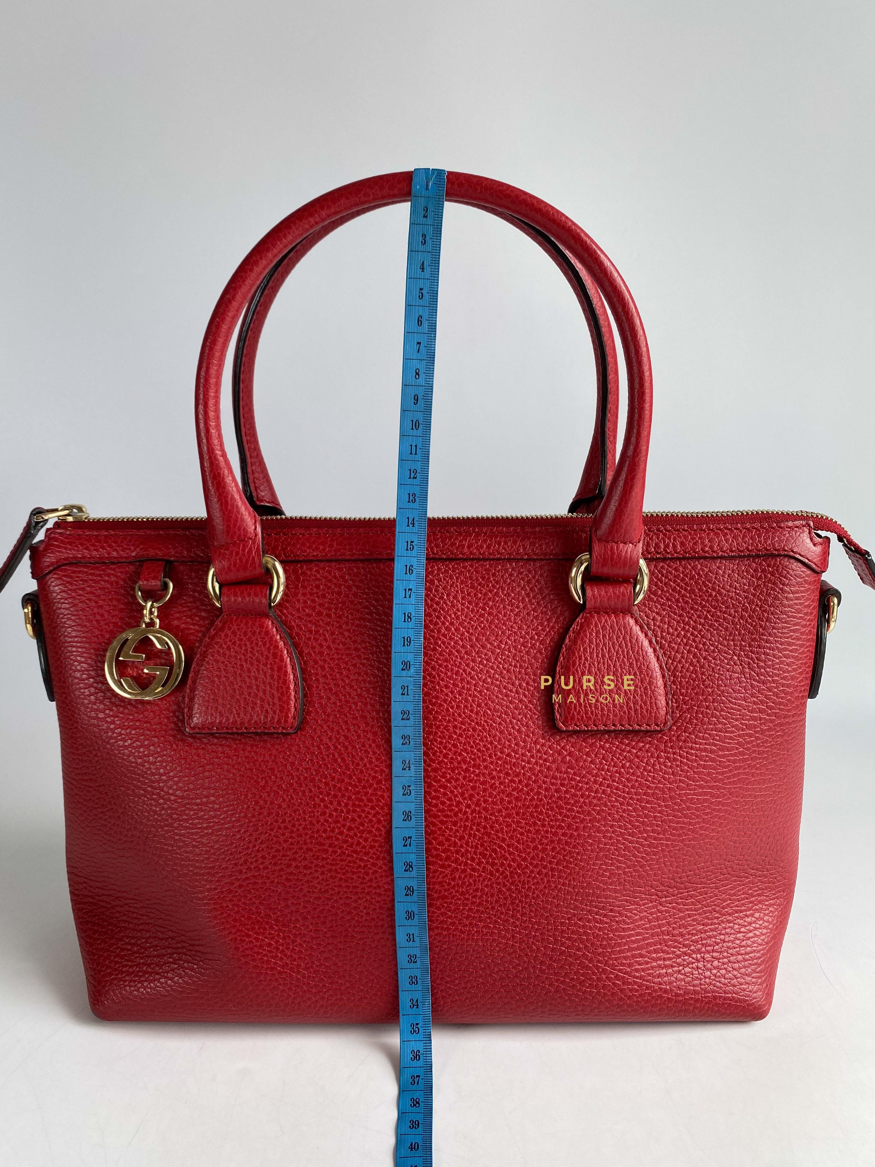 Gucci GG Charm Red Dollar Calfskin 2way Hand Tote Bag | Purse Maison Luxury Bags Shop