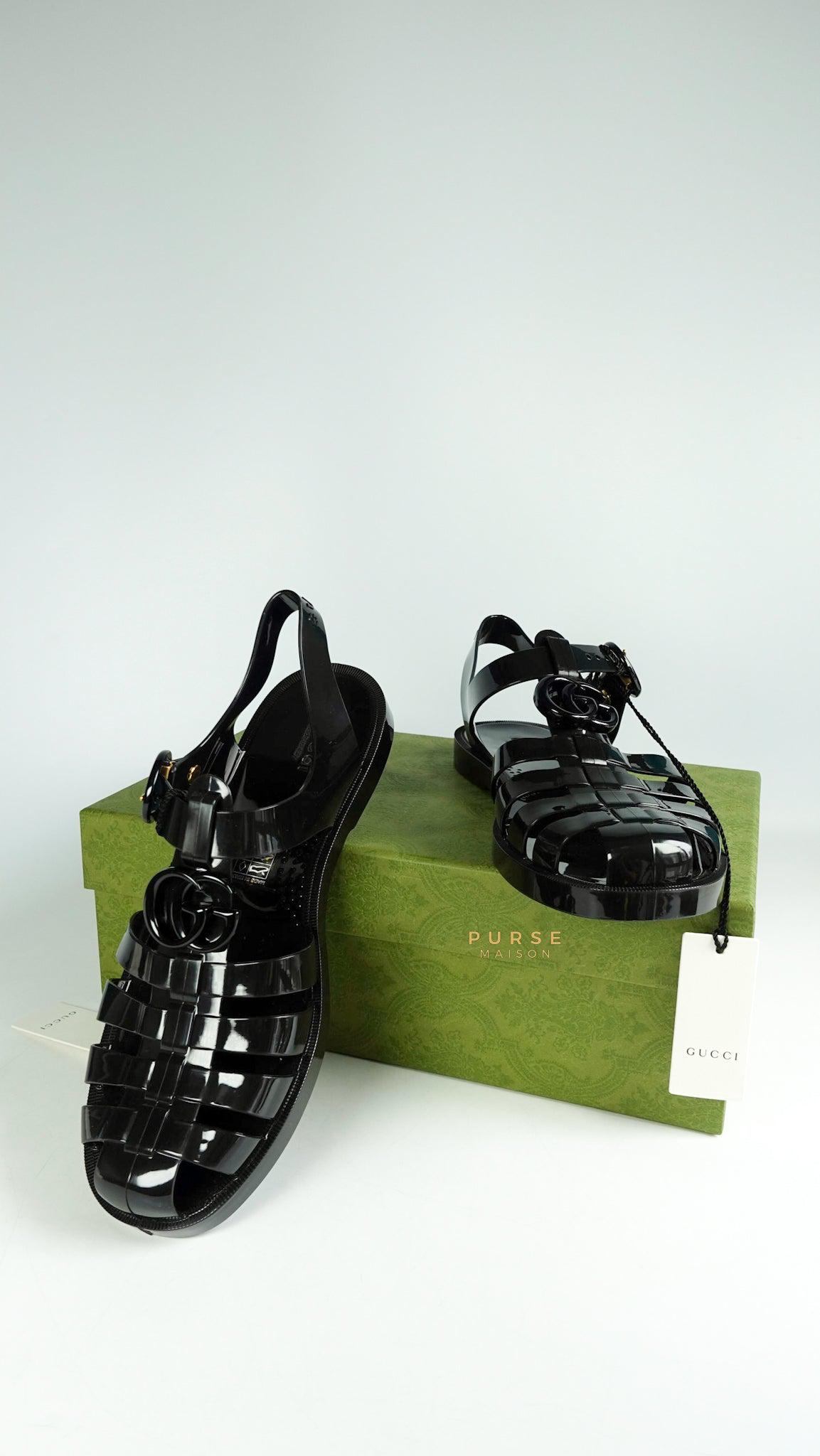 Gucci GG Jelly Sandals Women Black Size 38