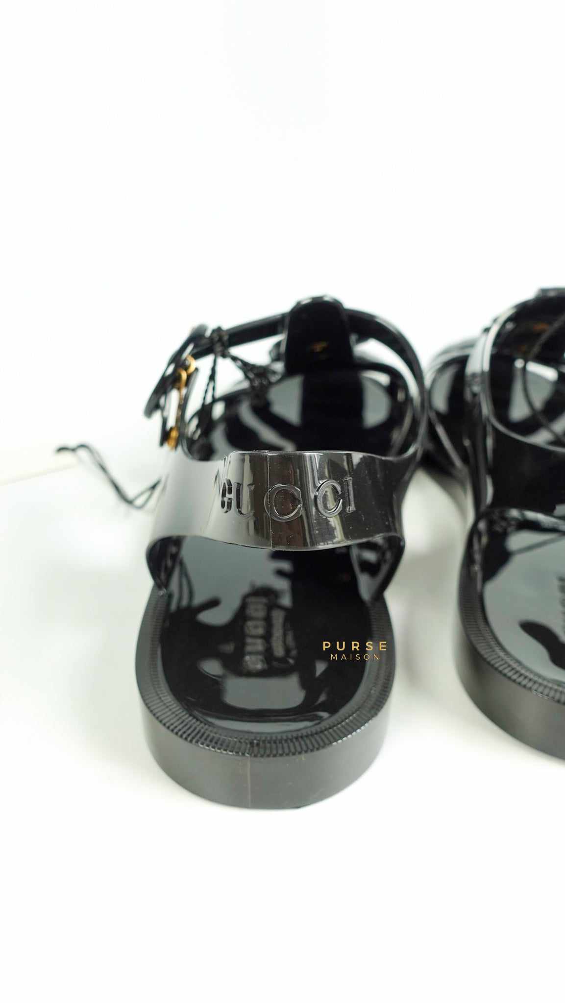 Gucci GG Jelly Sandals Women Black Size 38