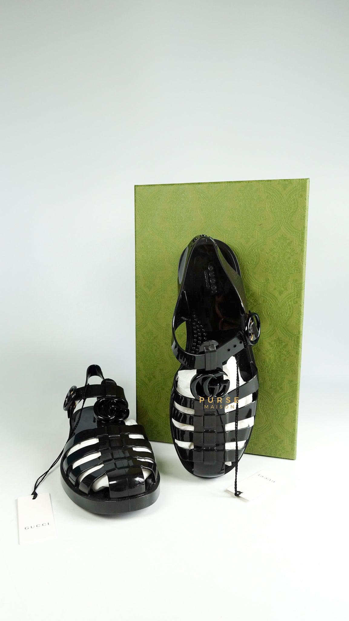 Gucci GG Jelly Sandals Women Black Size 38 Purse Maison