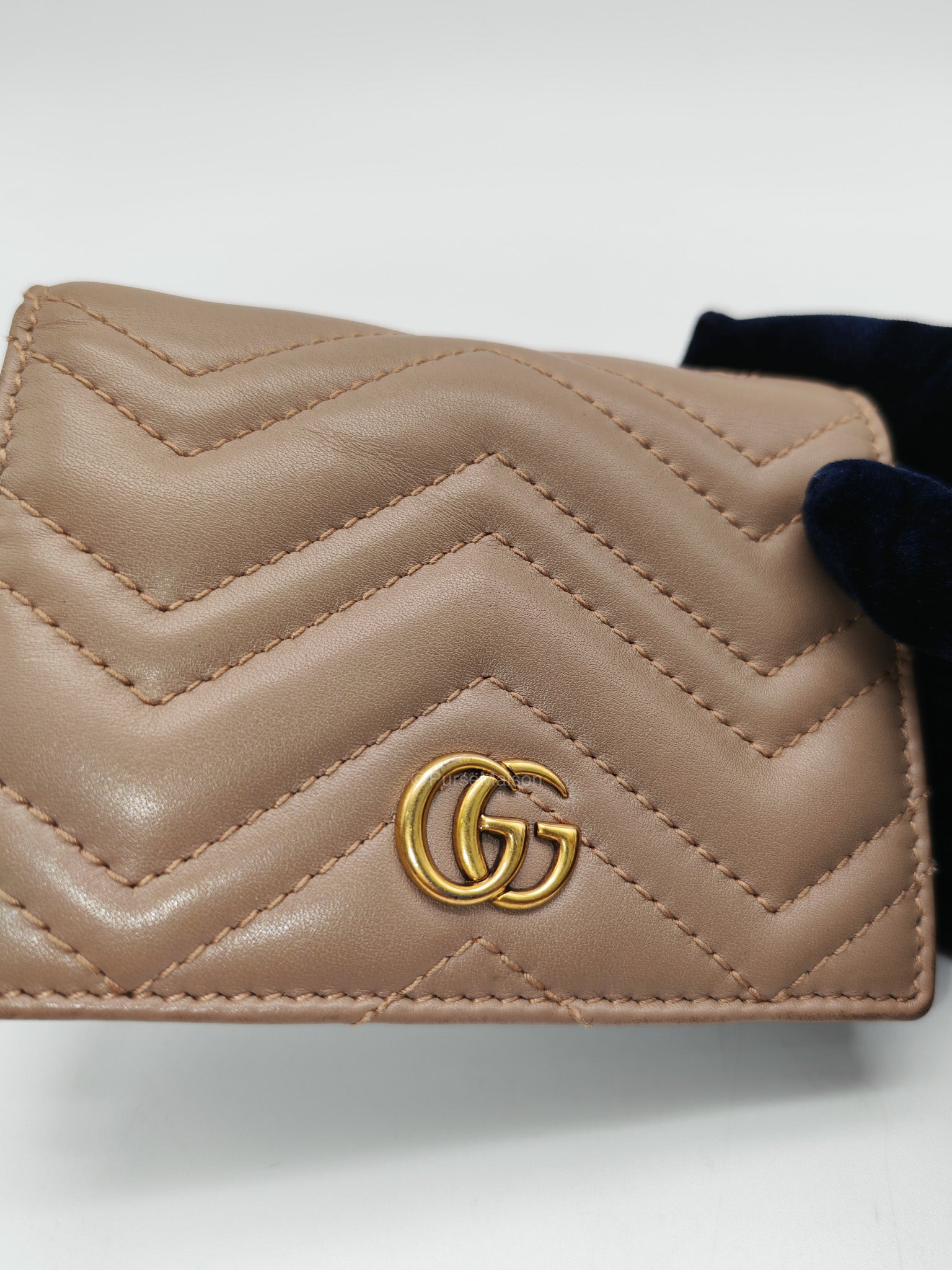 Gucci GG Marmont Bifold Wallet in Dusty Rose Calfskin Leather | Purse Maison Luxury Bags Shop
